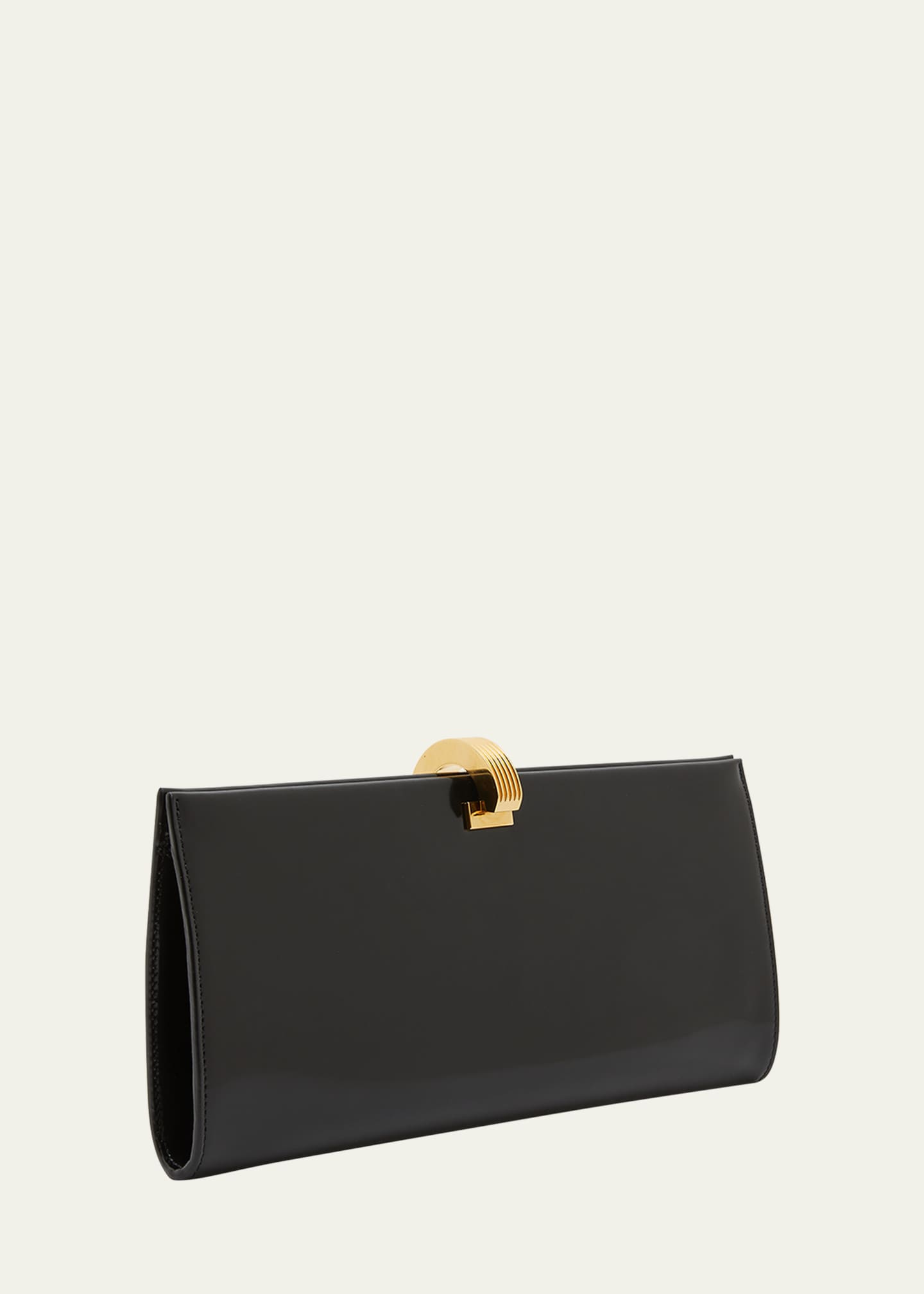 Saint Laurent Patent Leather Frame Clutch Nero