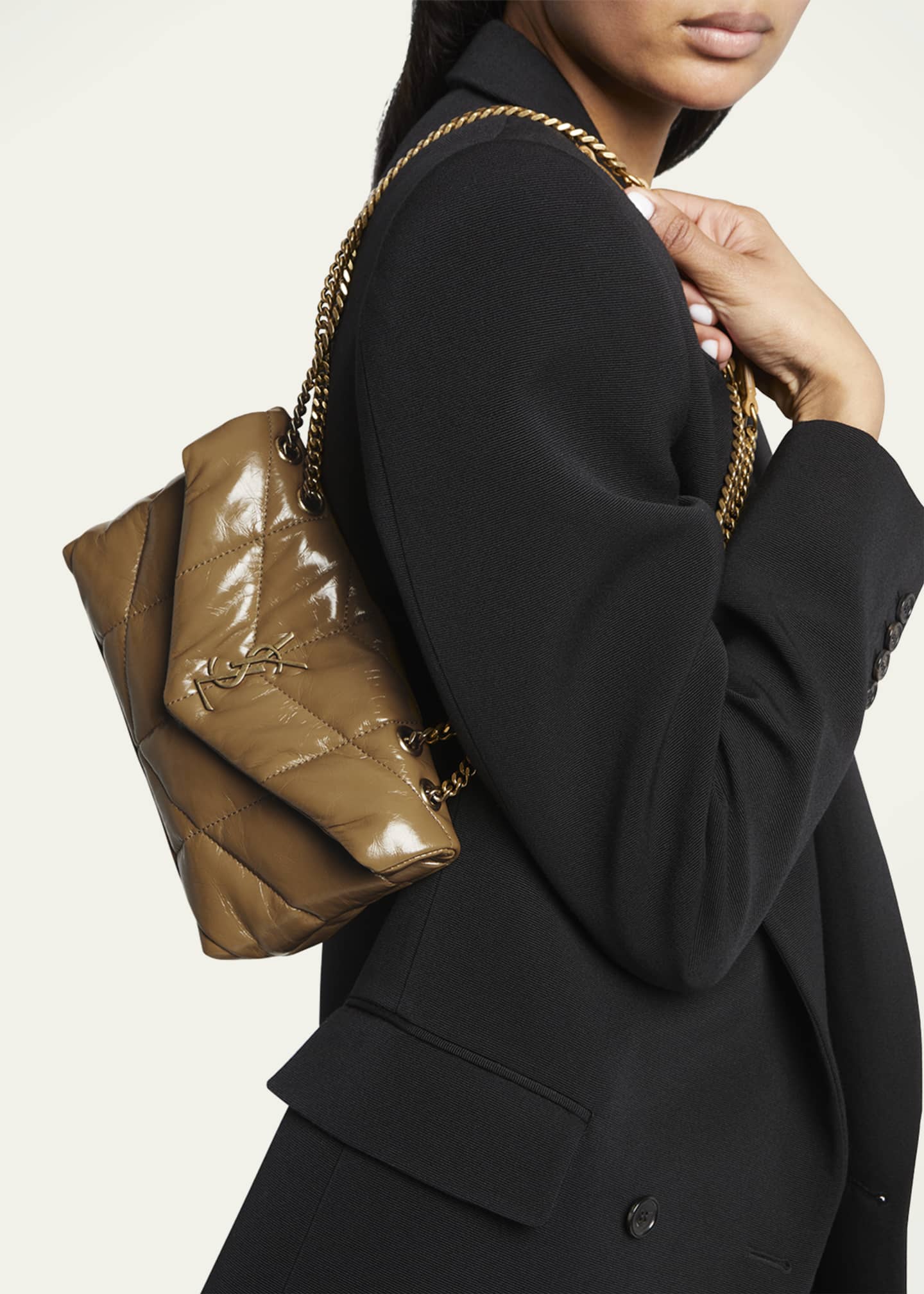 Saint Laurent Lou Puffer Toy YSL Shoulder Bag in Quilted Crinkled Leather Image 2 of 5