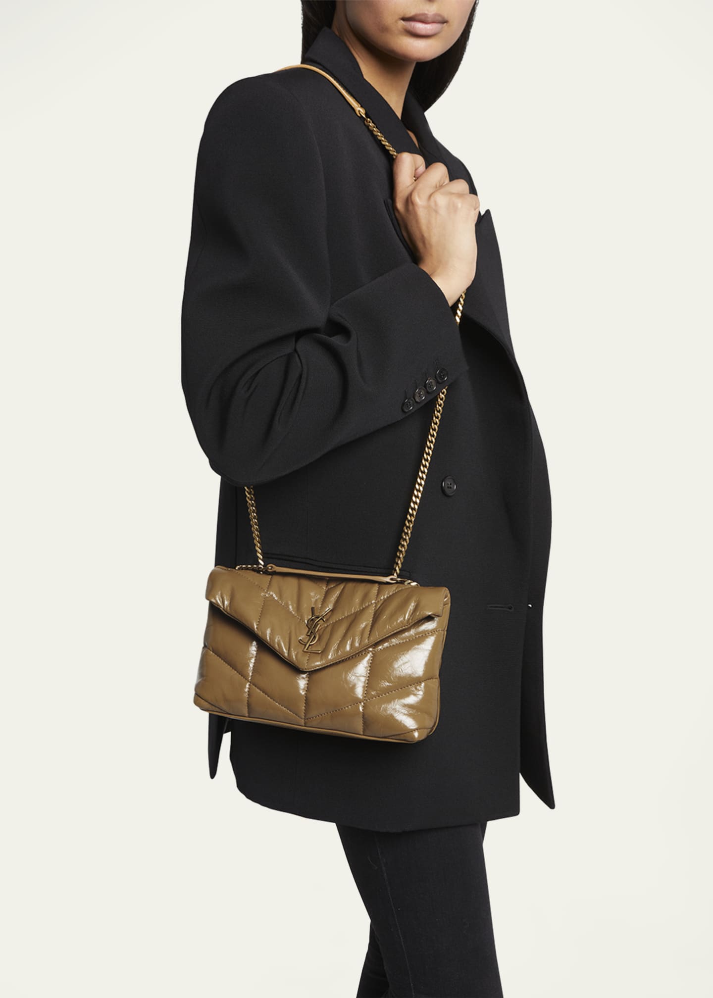 Saint Laurent Lou Puffer Toy YSL Shoulder Bag in Quilted Crinkled Leather Image 5 of 5
