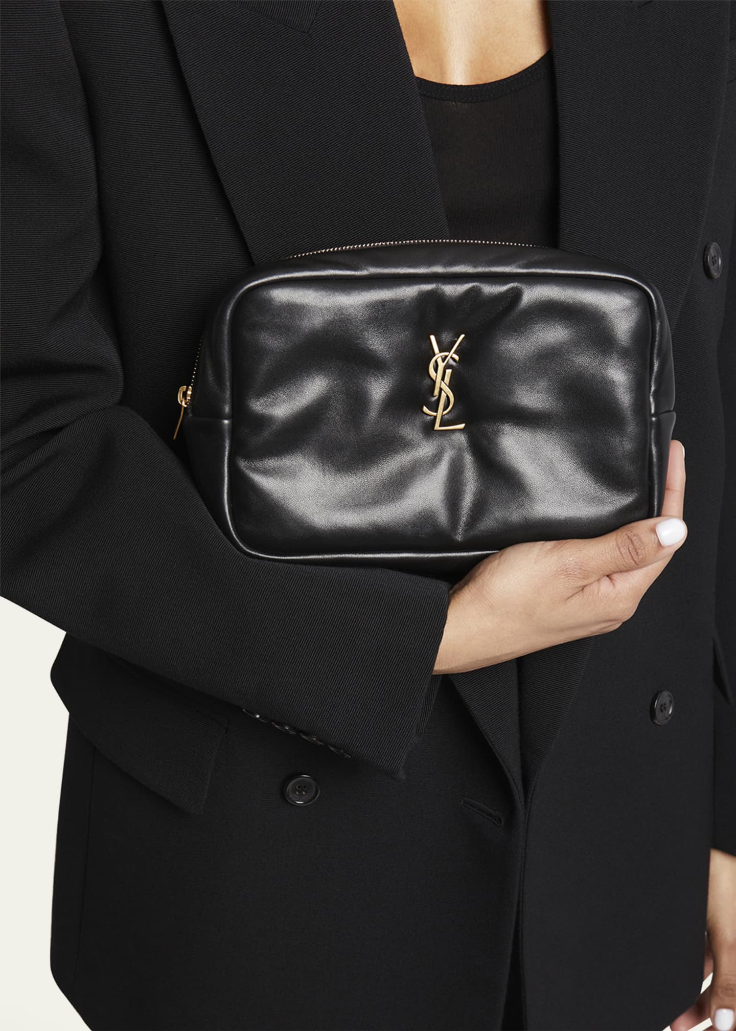 Saint Laurent Mini Cosmetic YSL Pouch in Padded Smooth