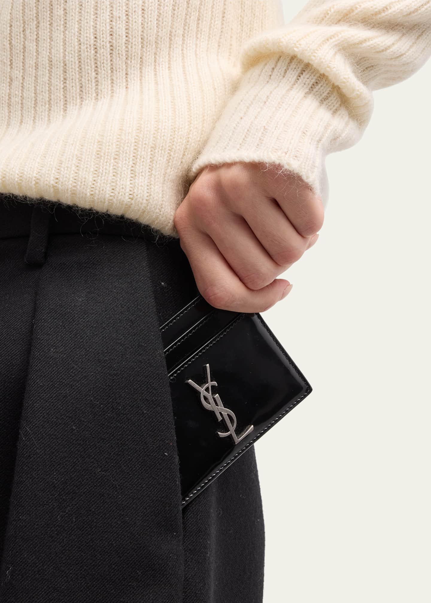 Saint Laurent YSL Monogram Card Case in Spazzolato Leather Image 2 of 4
