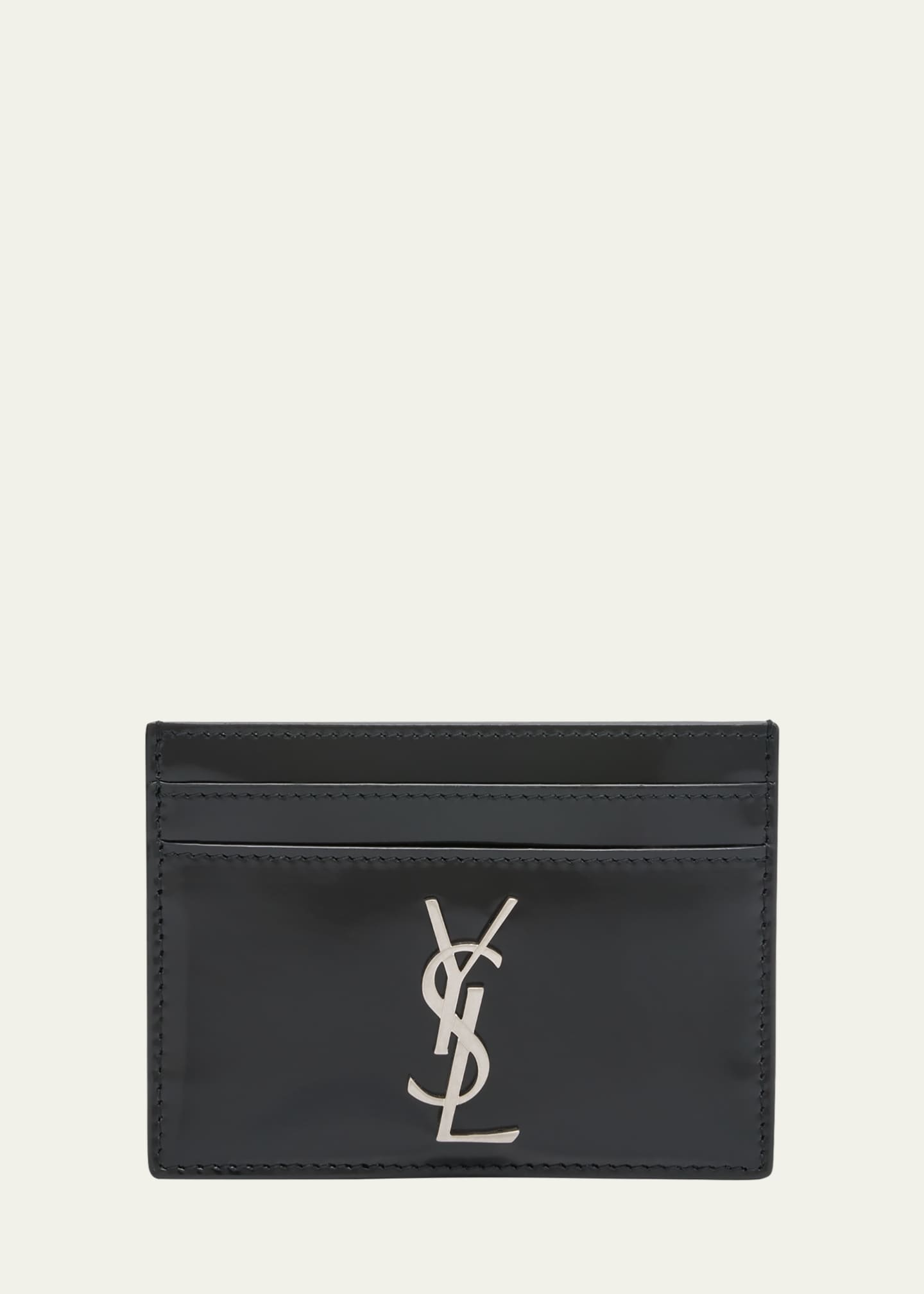 Saint Laurent YSL Monogram Card Case in Spazzolato Leather Image 1 of 4