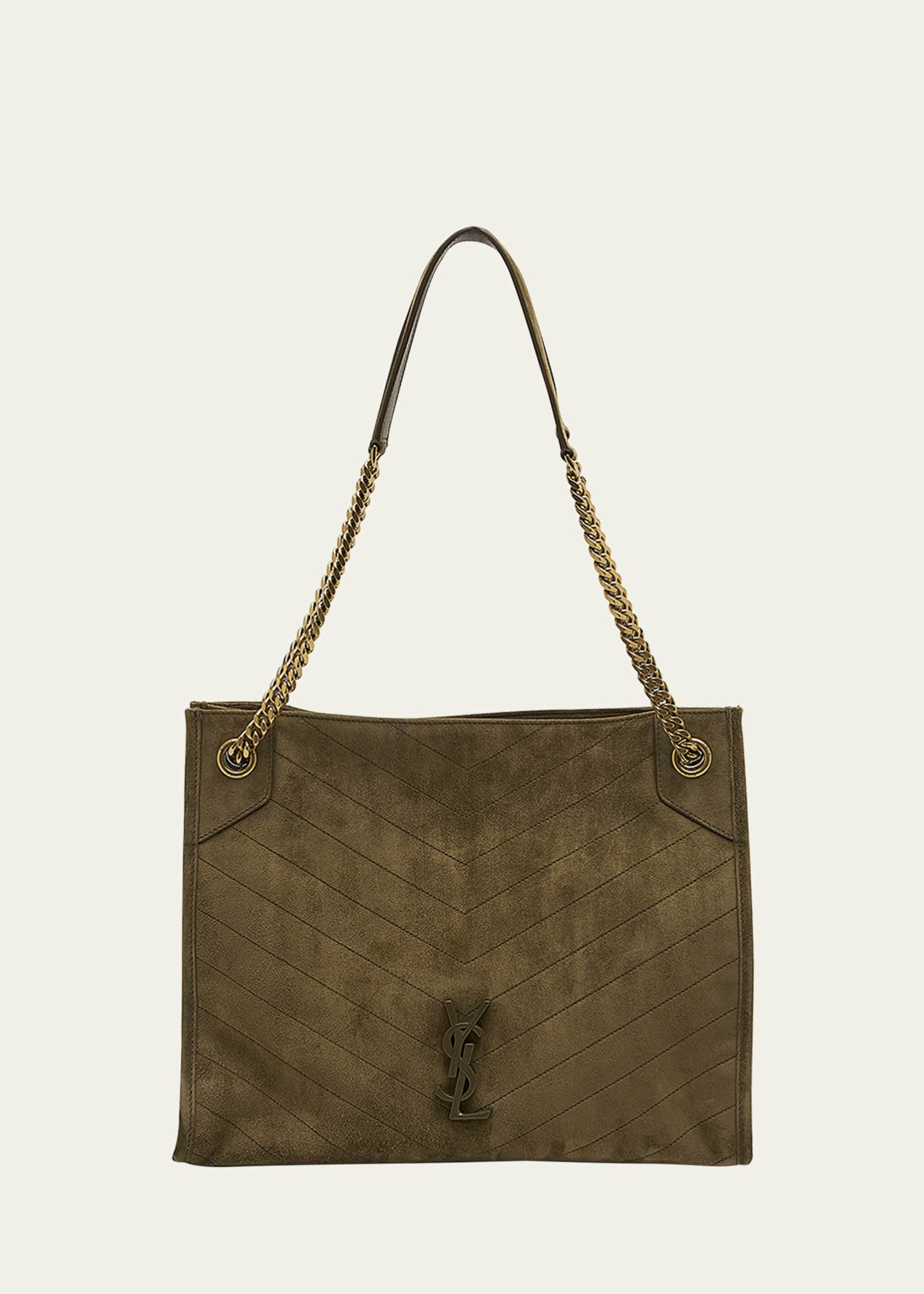 Brown Niki medium quilted suede shoulder bag