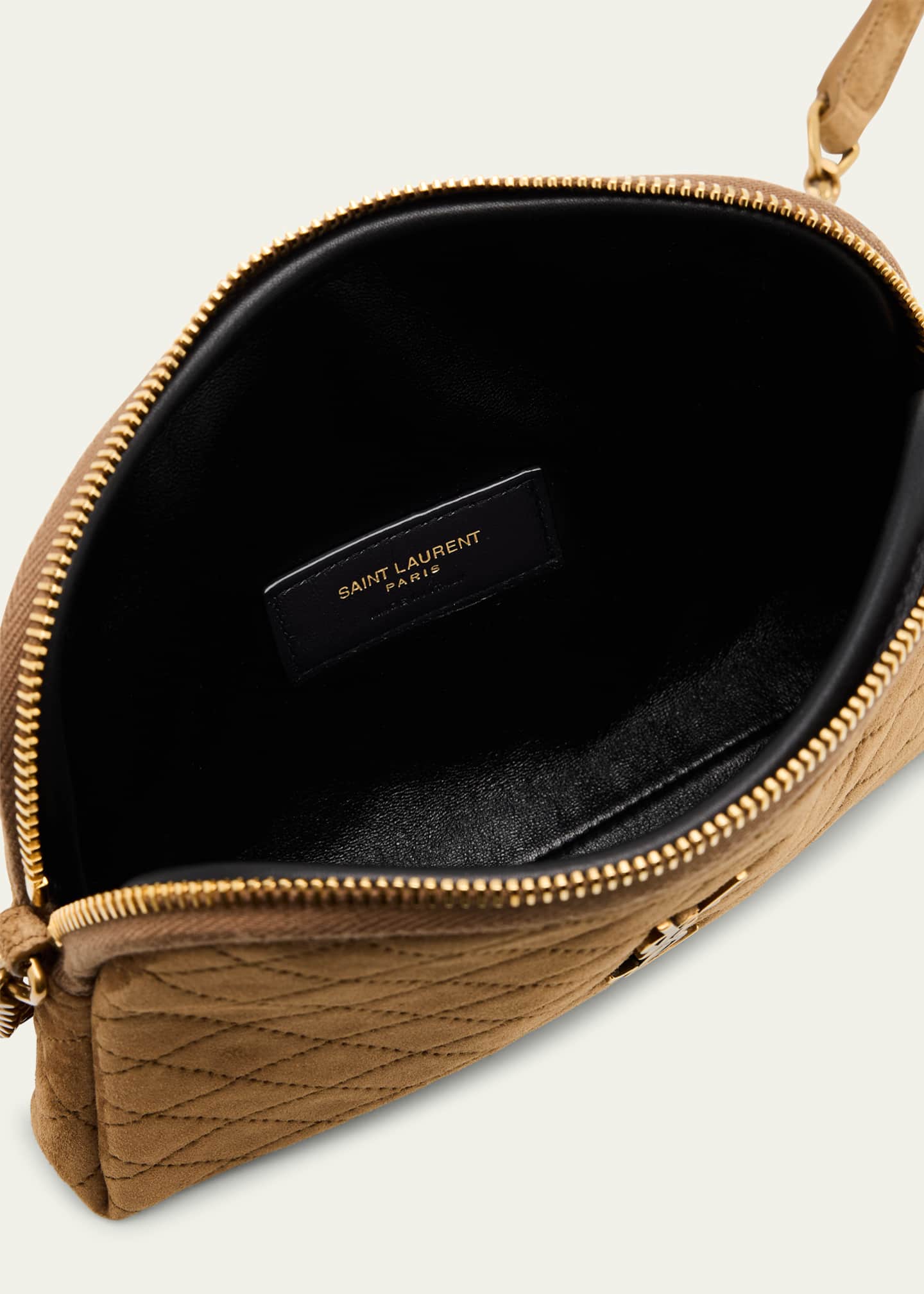 Saint Laurent Gaby Mini YSL Crossbody Bag in Quilted Suede