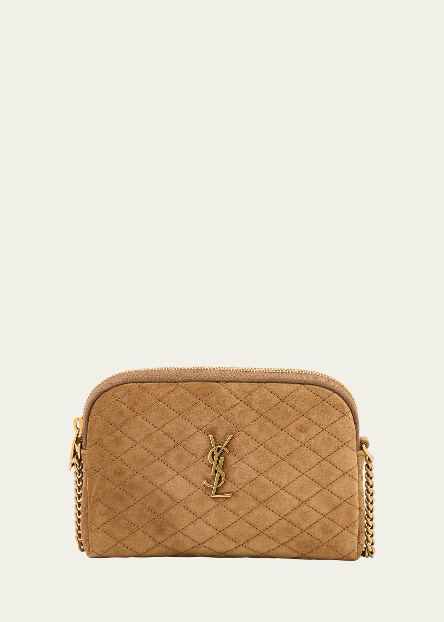 Saint Laurent Gaby Mini YSL Crossbody Bag in Quilted Suede