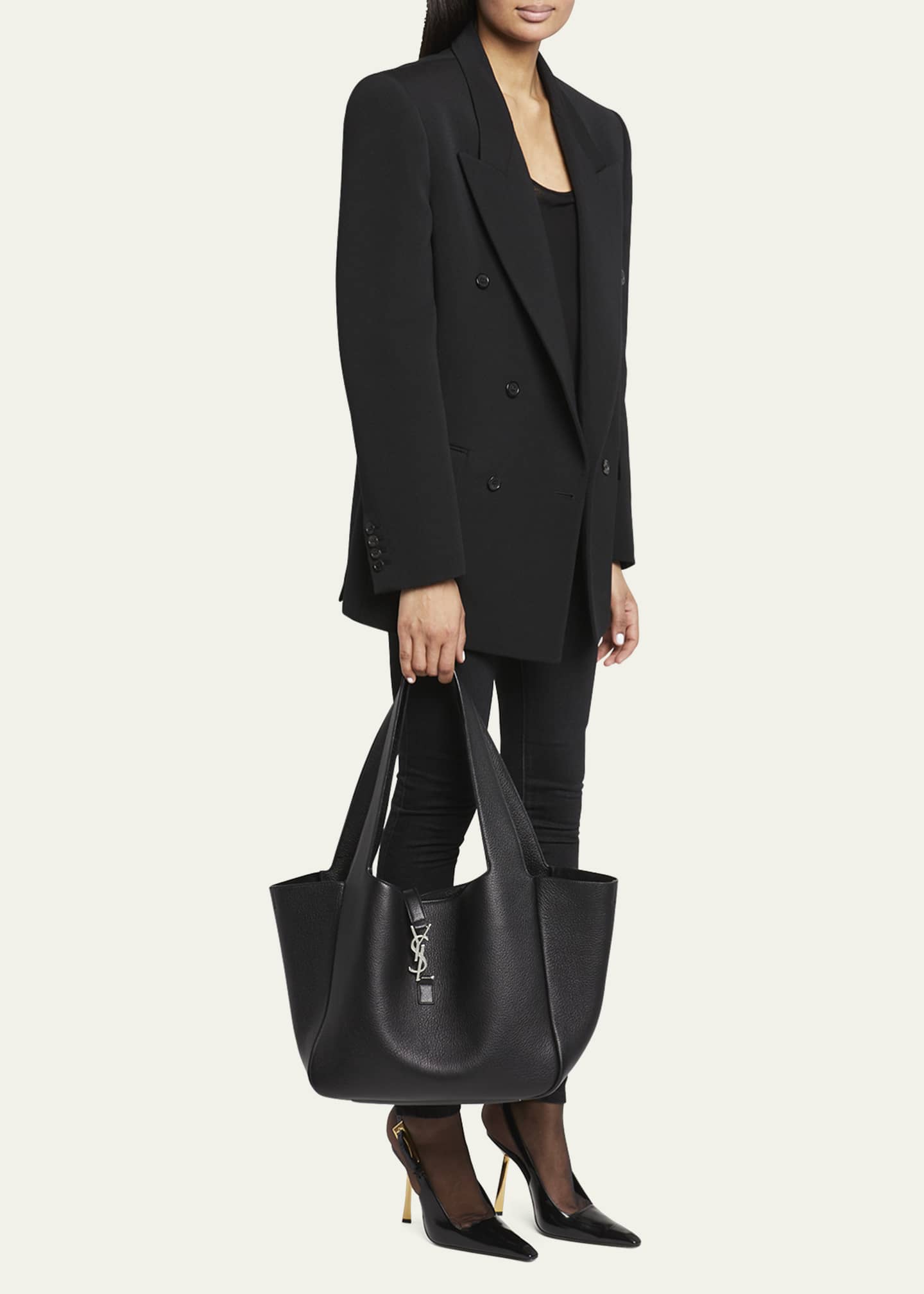 Saint Laurent Bea Cabas YSL Tote Bag in Supple Leather - Bergdorf Goodman