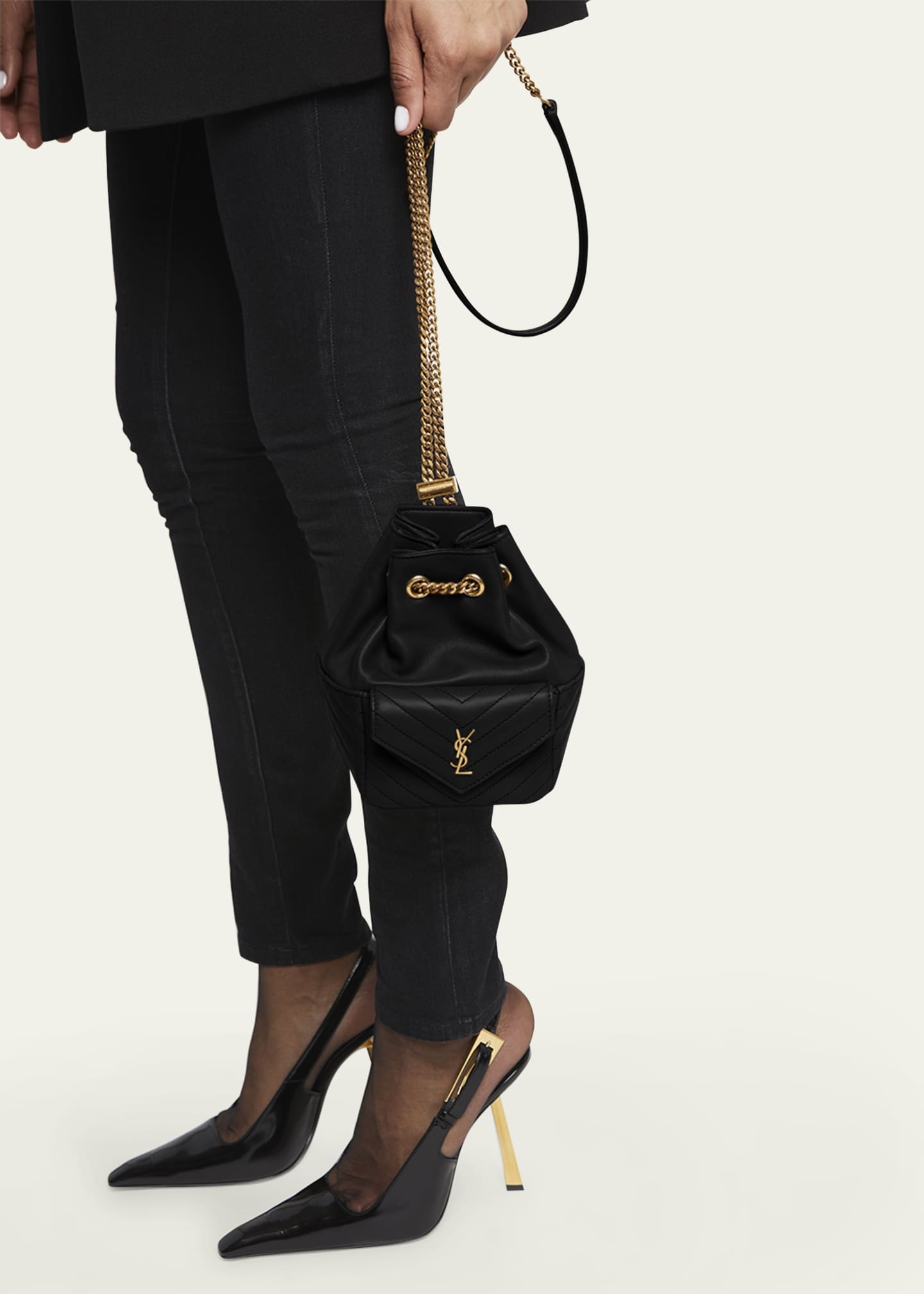 Saint Laurent Joe Mini YSL Bucket Bag with Adjustable Strap