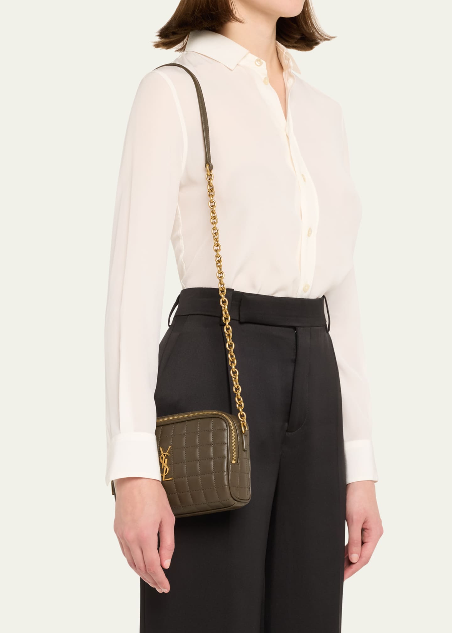 Saint Laurent Cassandre Mini YSL Camera Bag in Quilted Smooth Leather Image 2 of 5