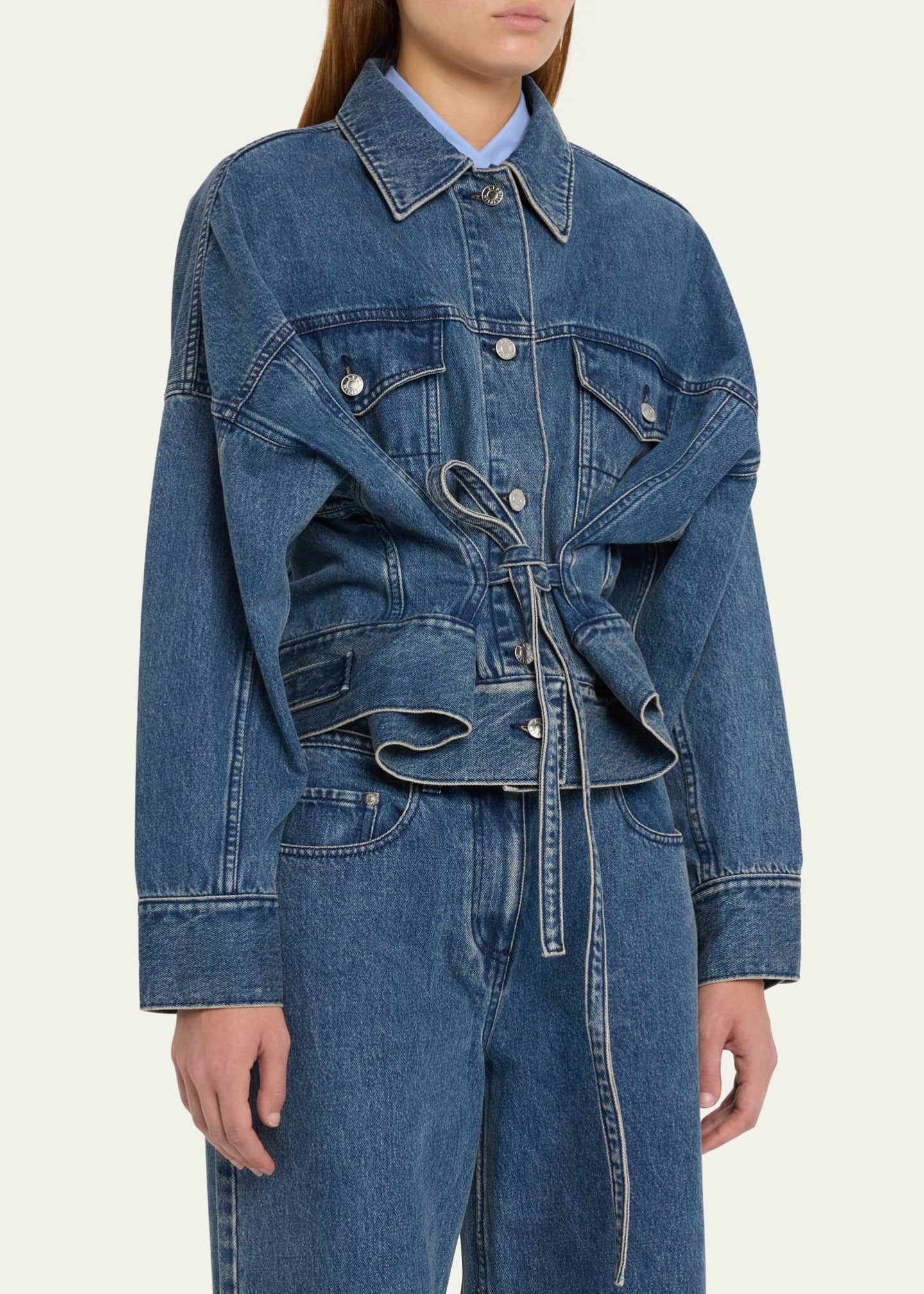 3.1 Phillip Lim Boxy Self-Tie Denim Jacket - Bergdorf Goodman