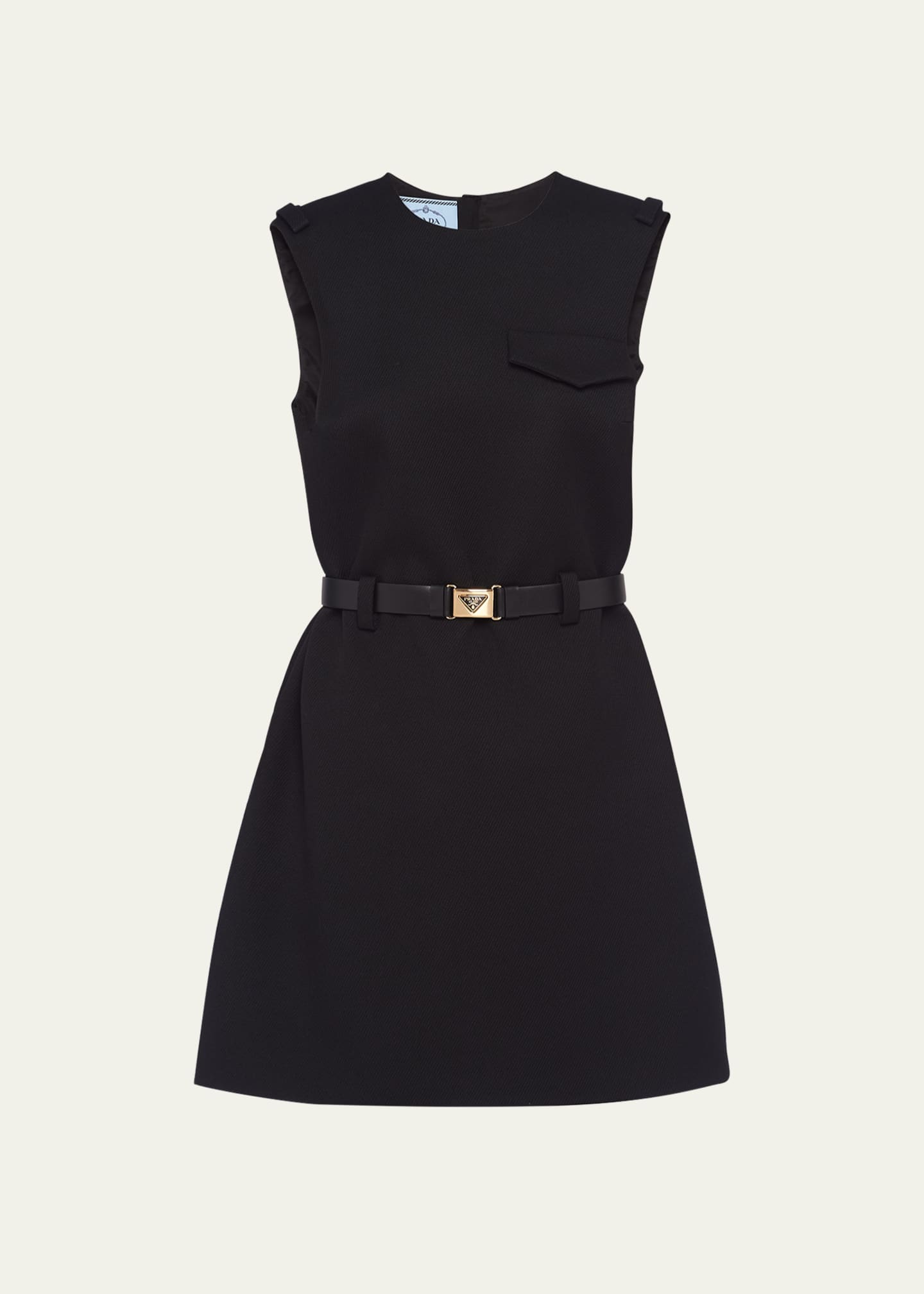 Prada Natte Stretch Belted Mini Dress - Bergdorf Goodman