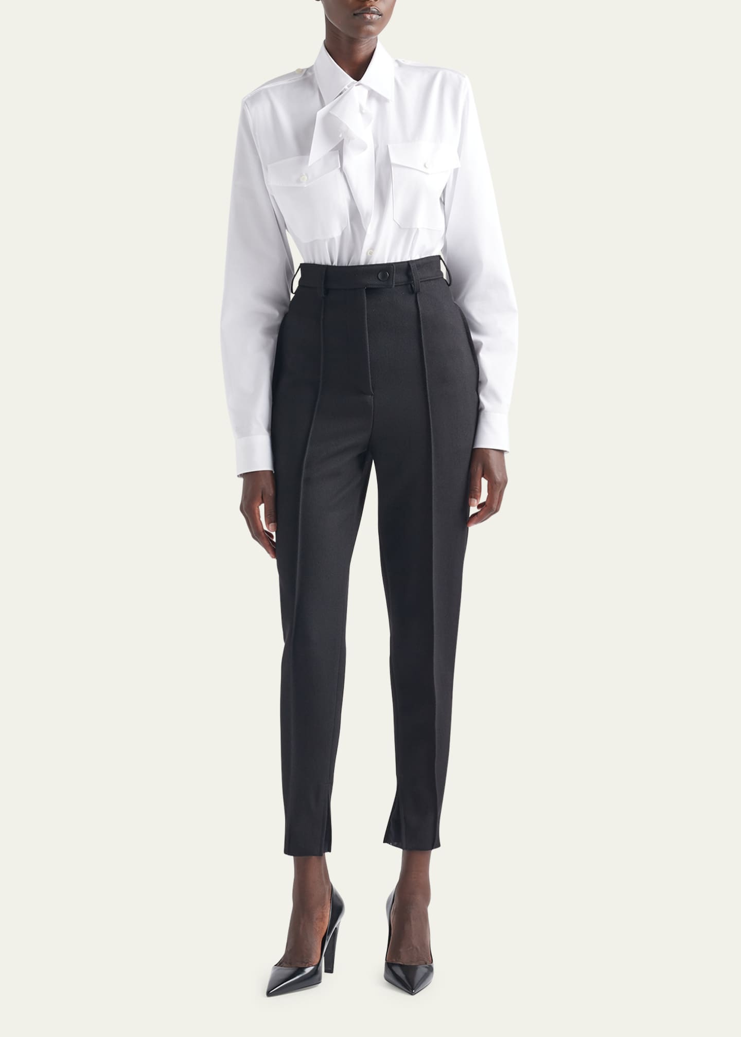 Prada Poplin Scarf-Neck Overshirt Image 2 of 3