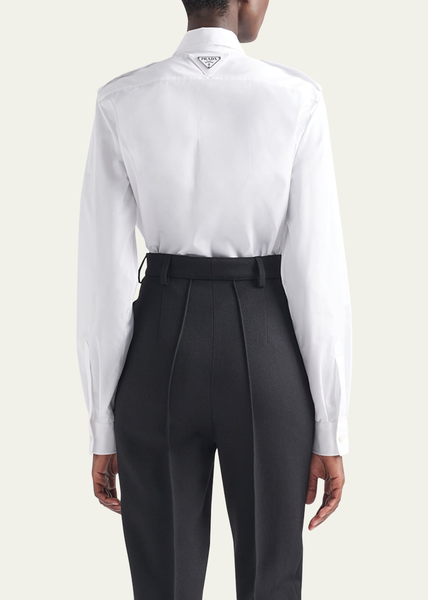 Prada Poplin Scarf-Neck Overshirt Image 3 of 3