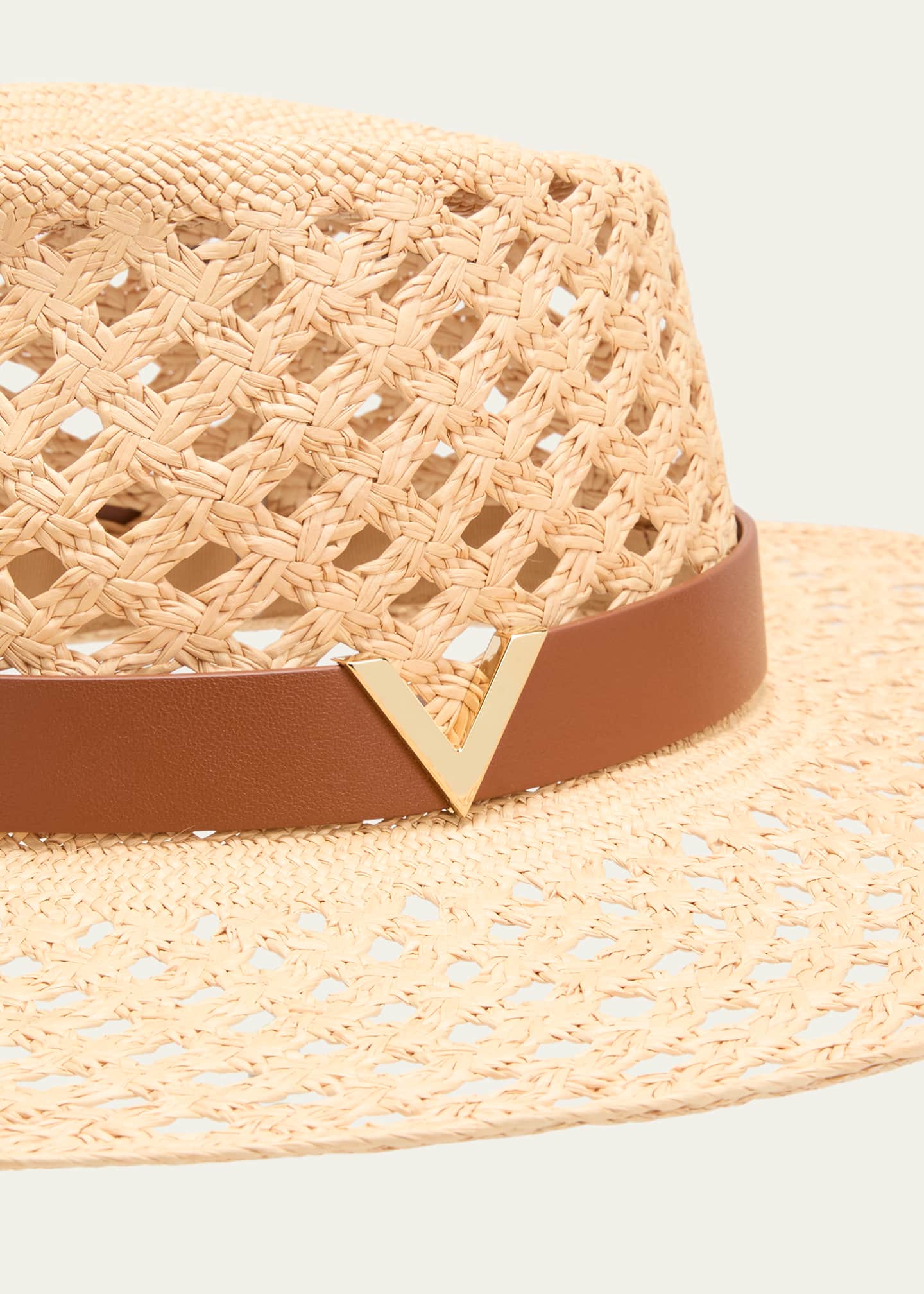 Valentino Garavani V-Signature Panama Hat With Leather Band Image 2 of 2