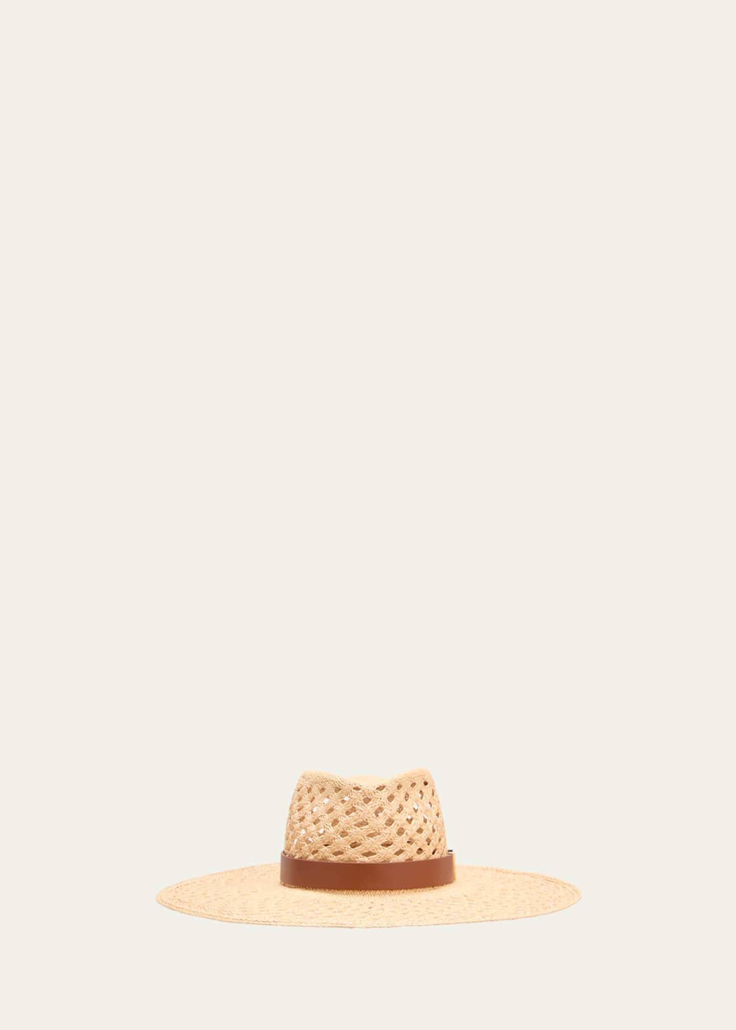 Valentino Garavani V-Signature Panama Hat With Leather Band Image 1 of 2