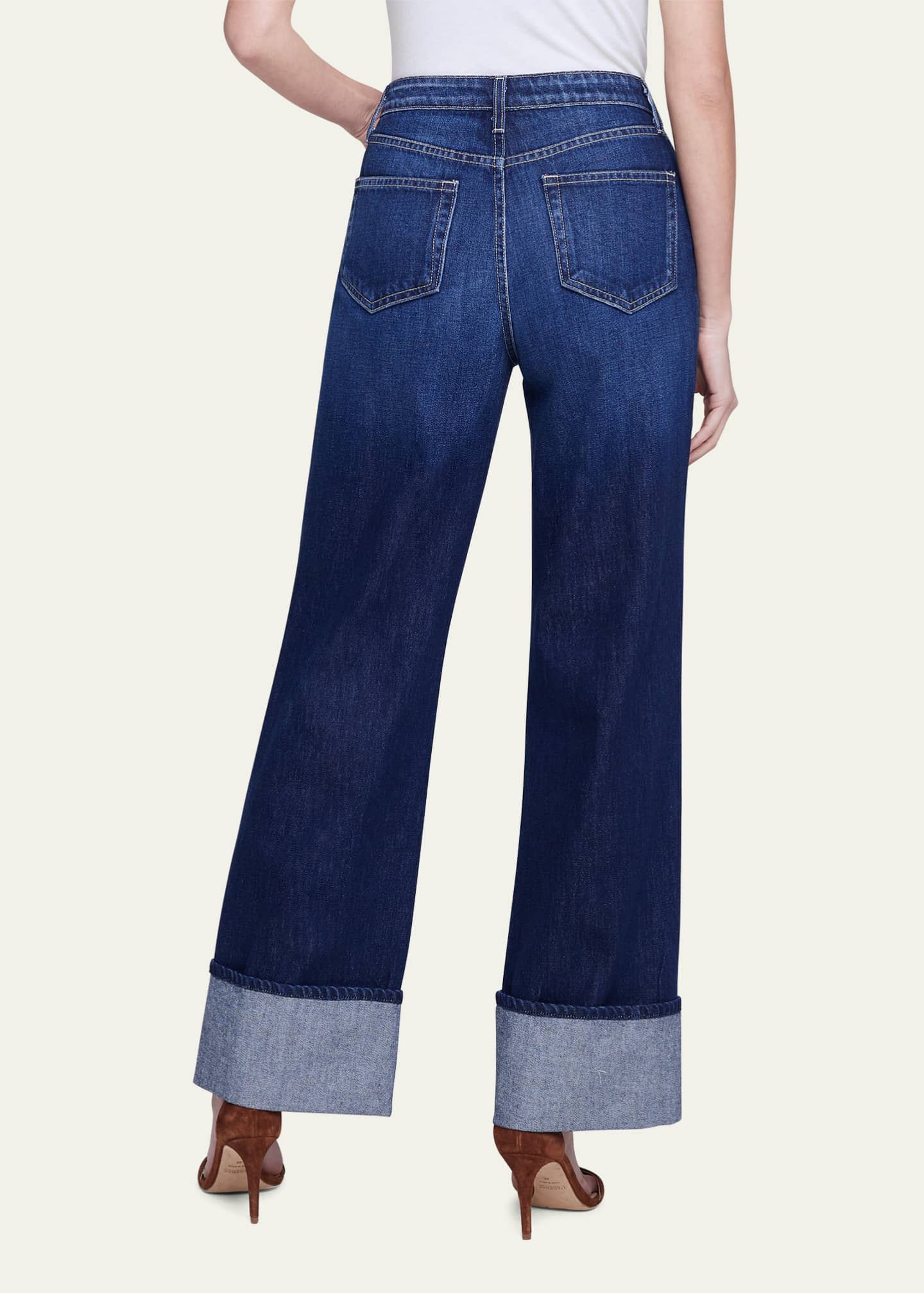 L'Agence Miley Ultra High Rise Wide-Leg Cuffed Jeans - Bergdorf Goodman