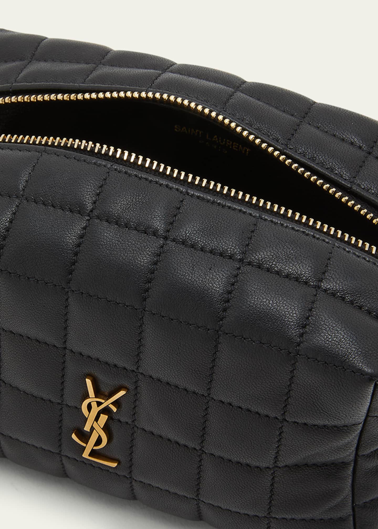 Saint Laurent Cassandra Small YSL Quilted Cosmetic Pouch Bag - Bergdorf ...