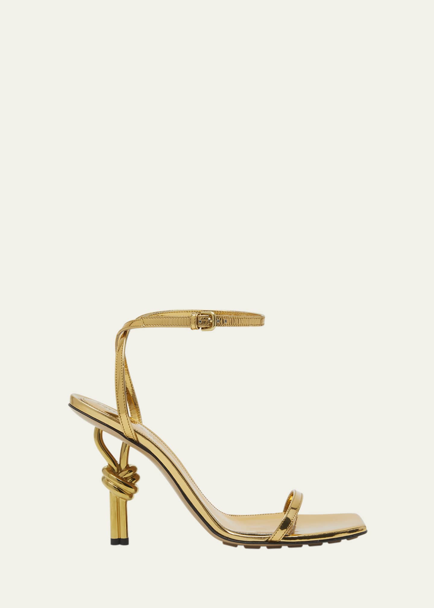 Bottega Veneta Metallic Knot-Heel Ankle-Strap Sandals Image 1 of 5