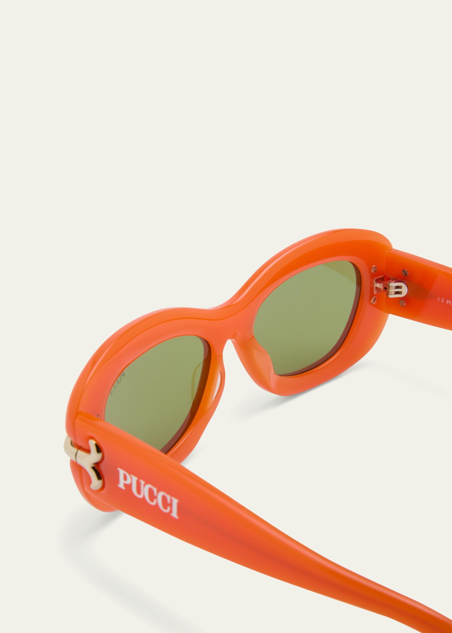 Pucci Filigree Acetate Oval Sunglasses - Bergdorf Goodman