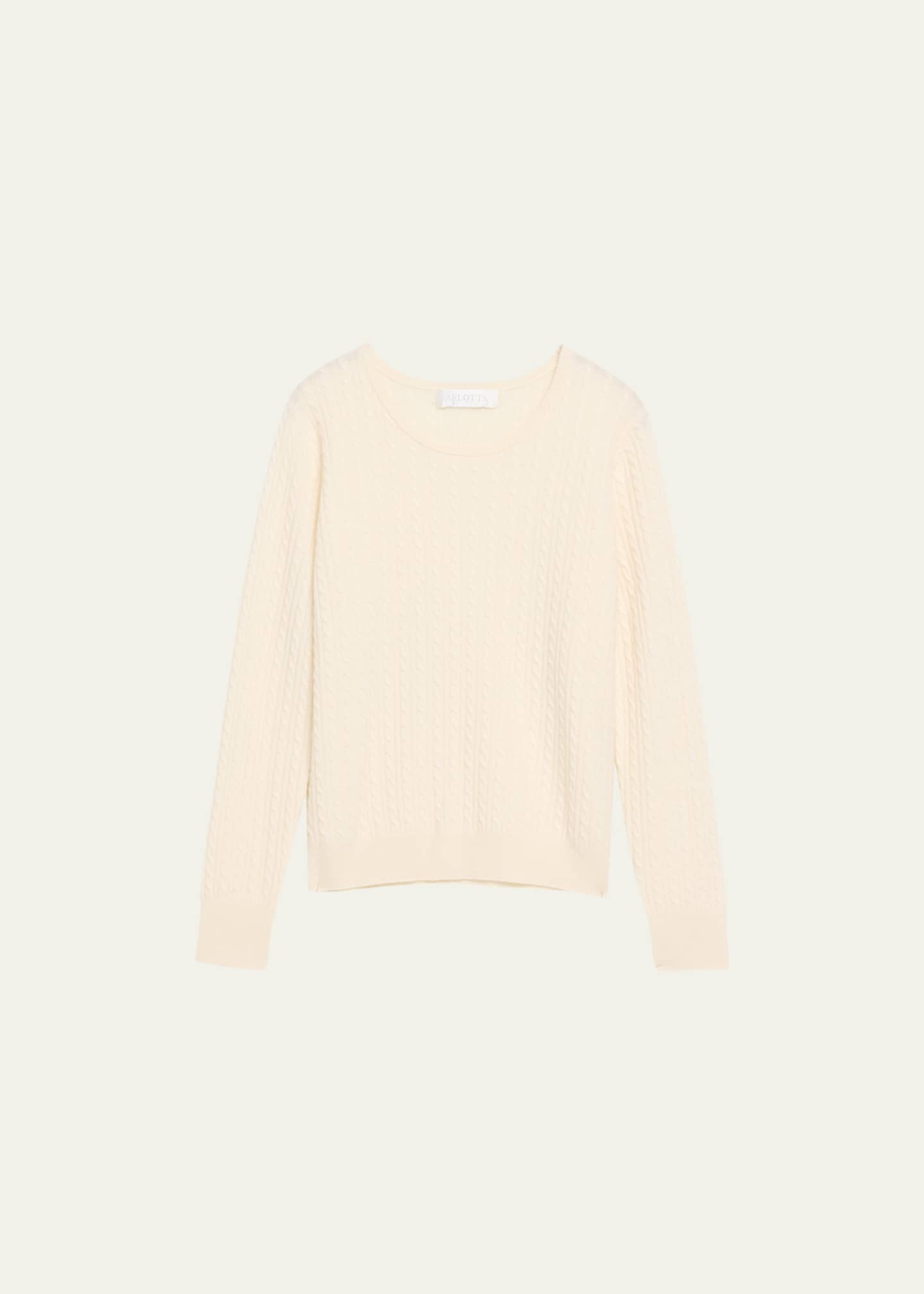 Arlotta Cashmere Cashmere Cable-Knit Crewneck Sweatshirt Image 1 of 5
