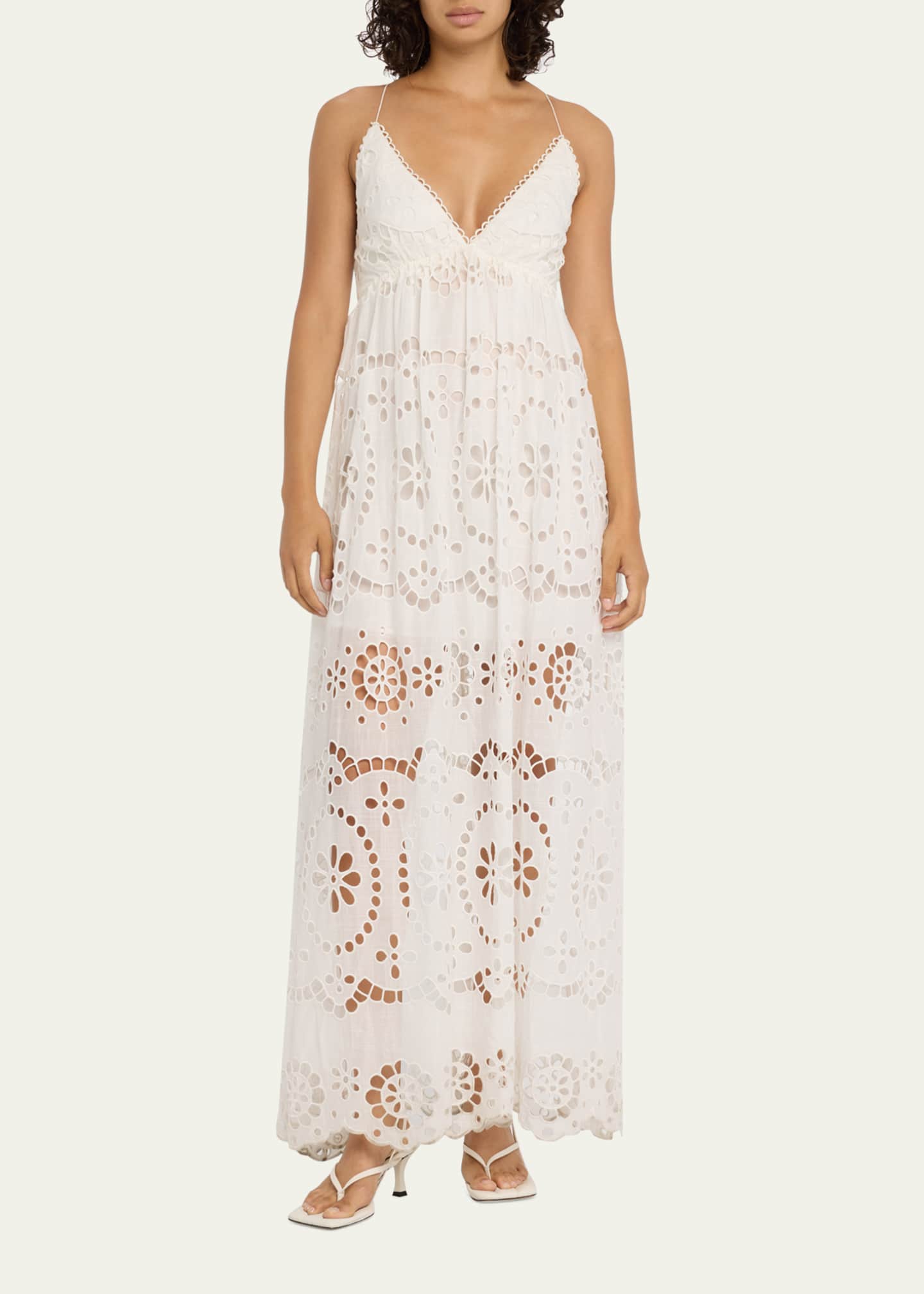 Zimmermann Lexi Embroidered OpenBack Slip Dress Bergdorf Goodman