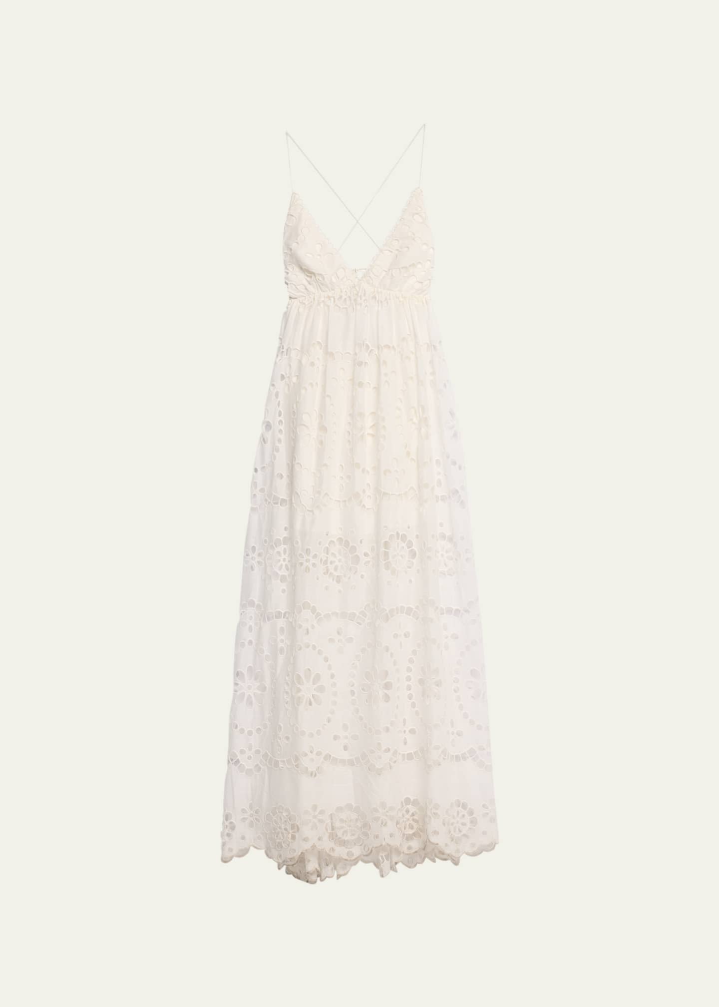 Zimmermann Lexi Embroidered OpenBack Slip Dress Bergdorf Goodman