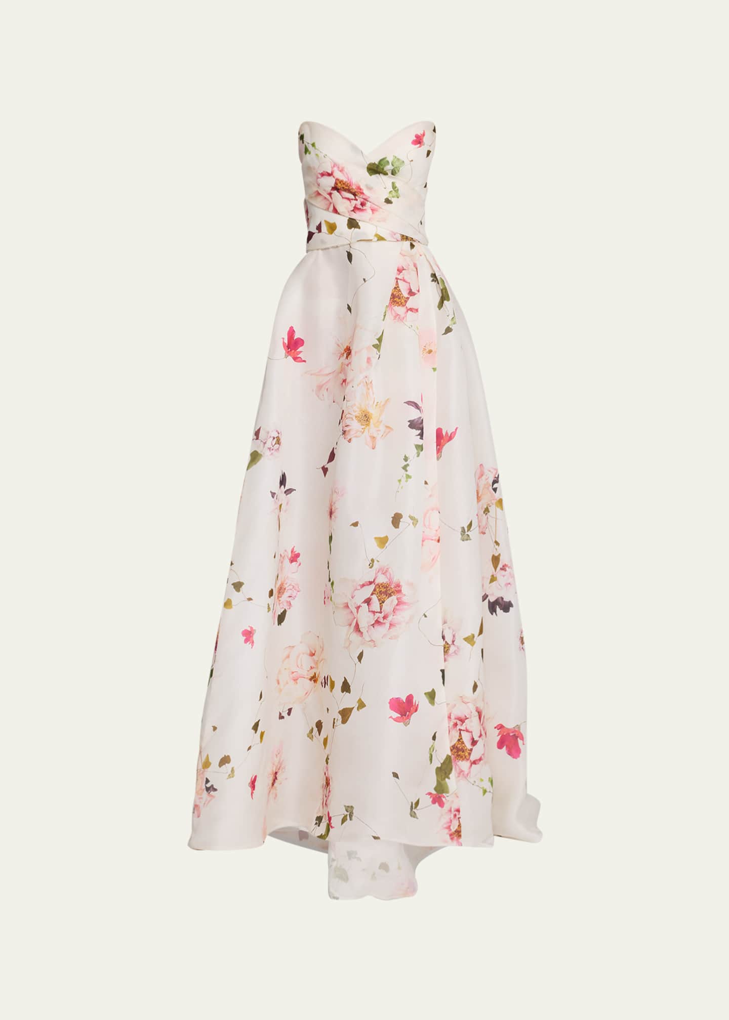 Monique Lhuillier Floral-Print Strapless Gown - Bergdorf Goodman