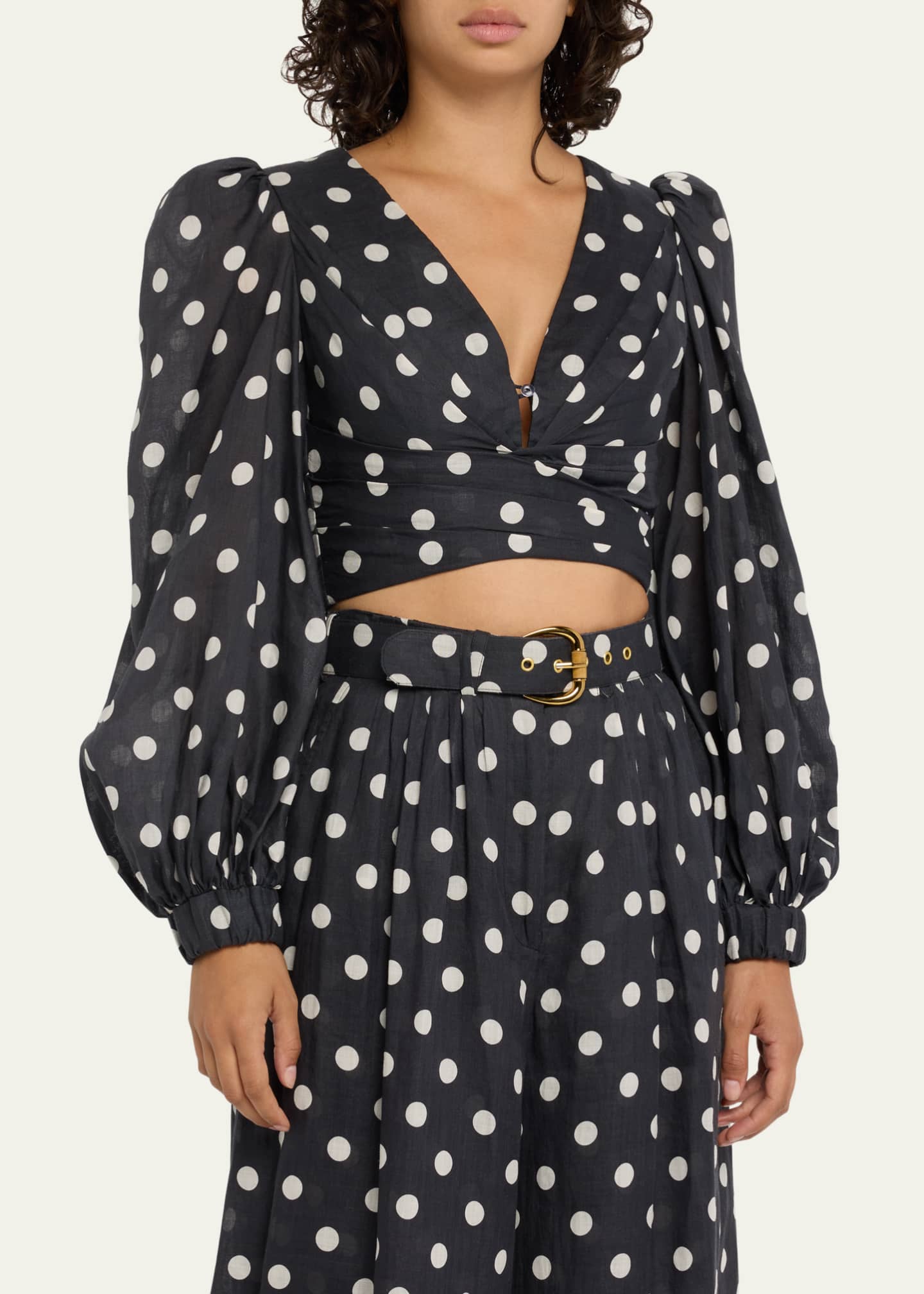 Zimmermann Polka Dot Tuck Bodice Blouse