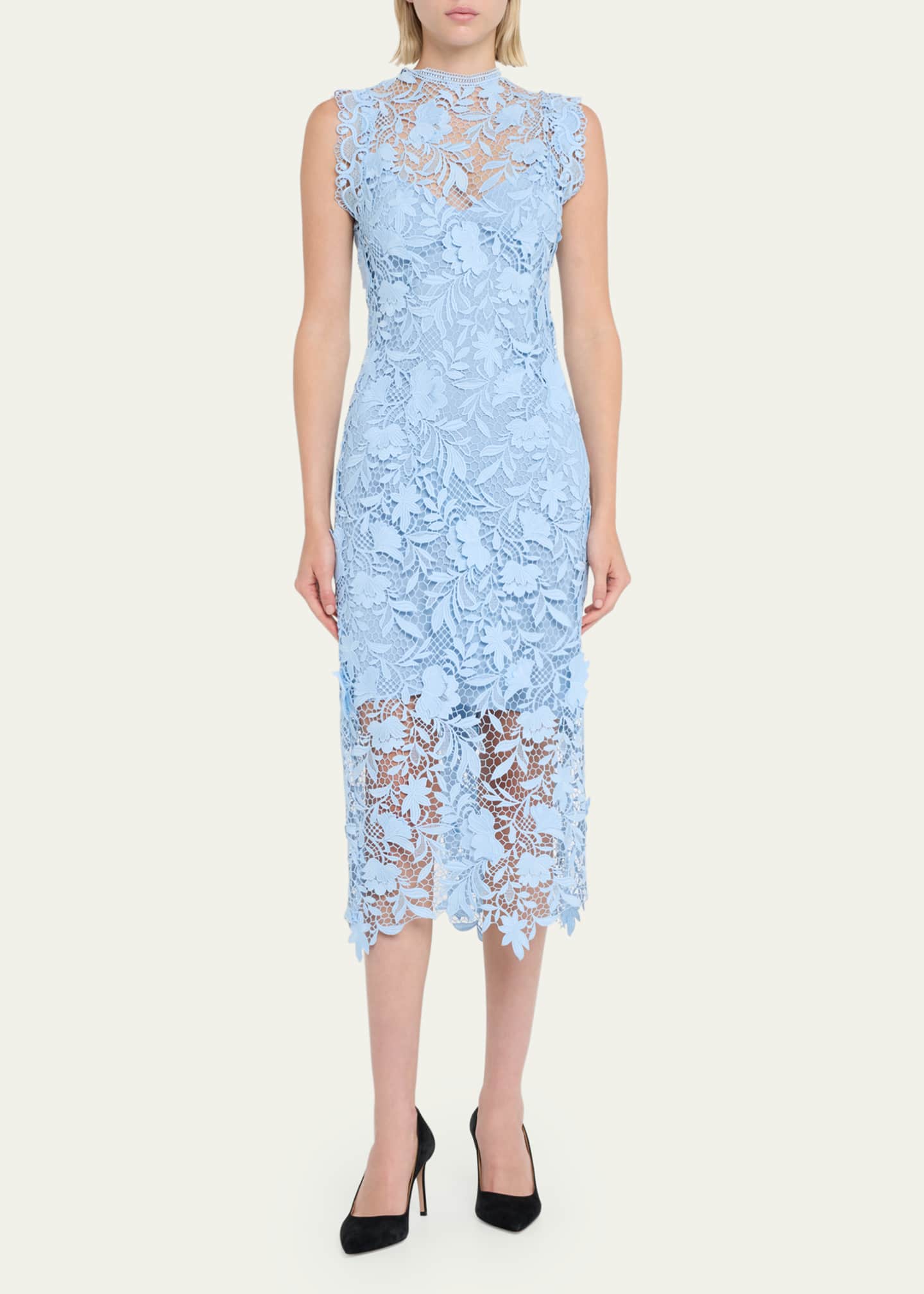 Calypso lace sheath store dress ml monique lhuillier