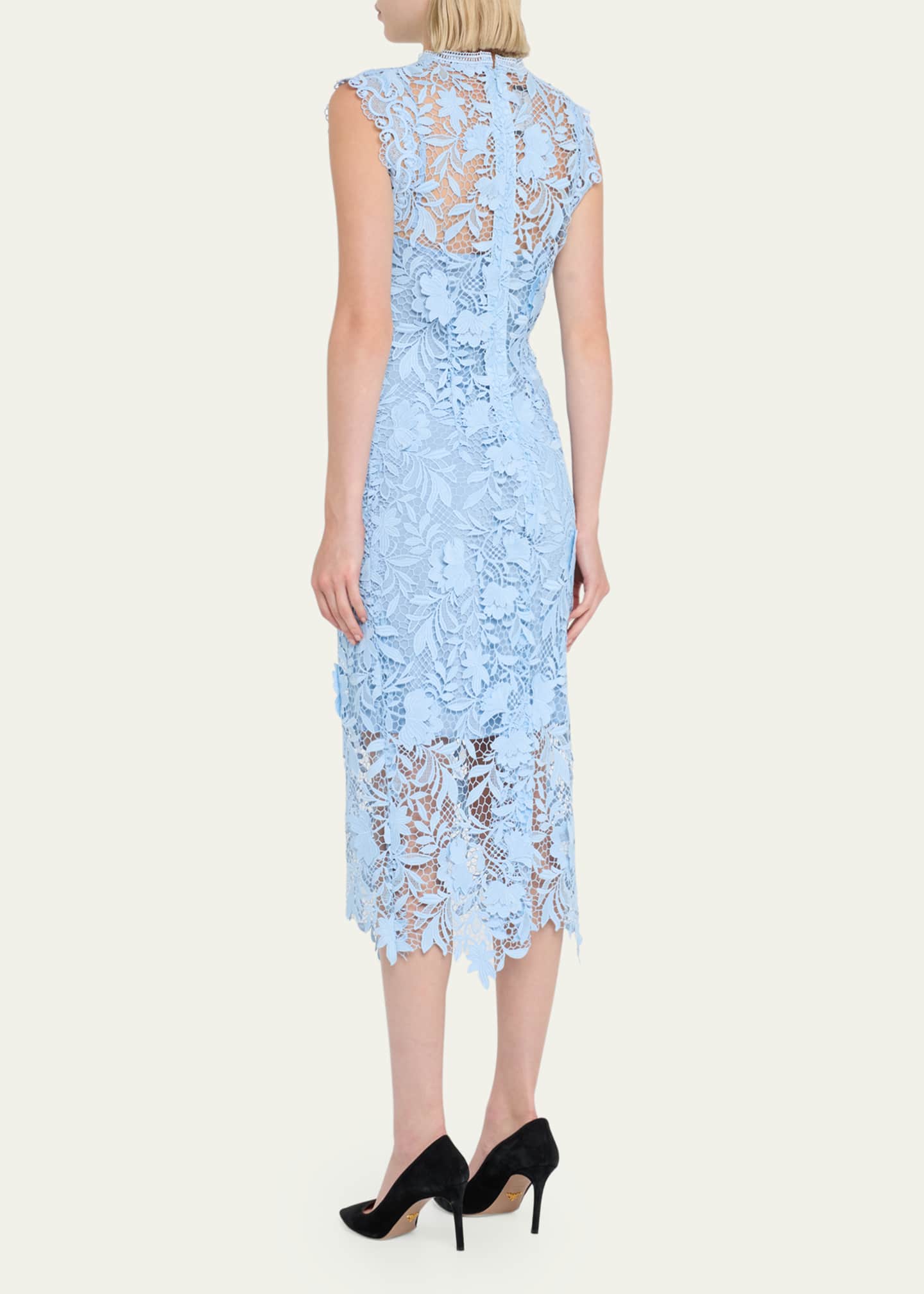 Calypso lace sheath store dress ml monique lhuillier