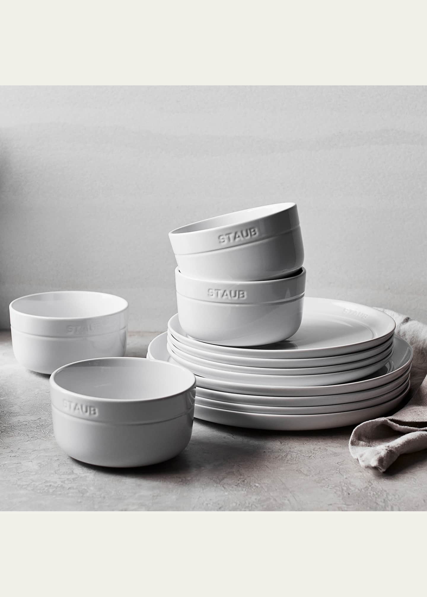 STAUB Set 4 Piatti Piani In Ceramica – Bianco – Stoviglie In Gres Resistente Per Uso Quotidiano