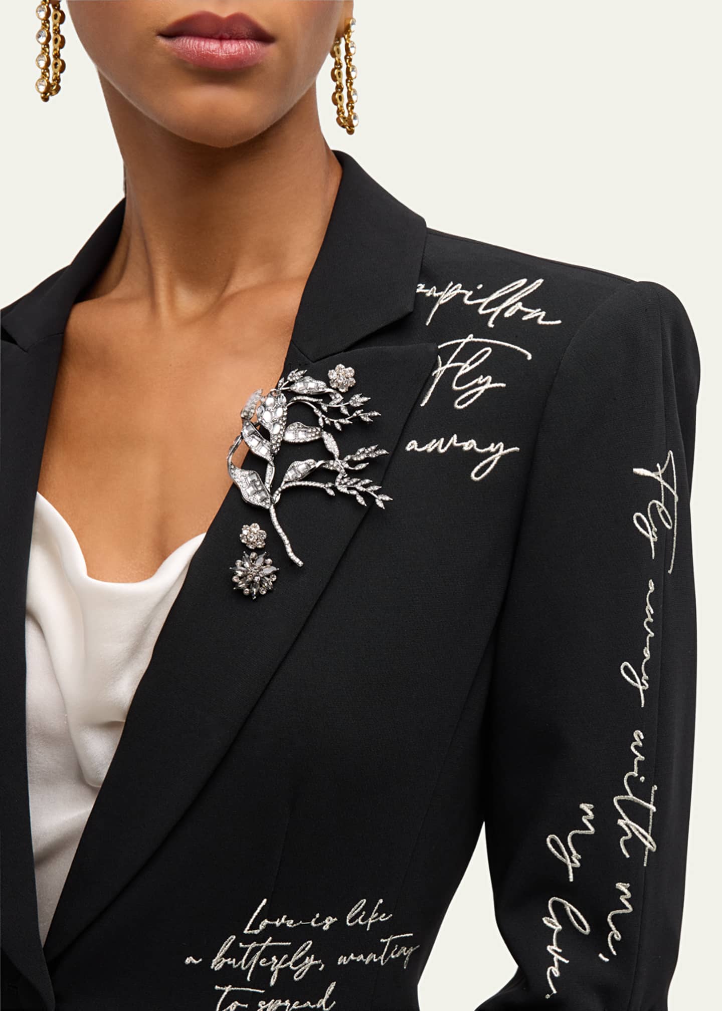 Cinq a Sept Roxie Mon Amour Embellished Crepe and Lace Blazer ...