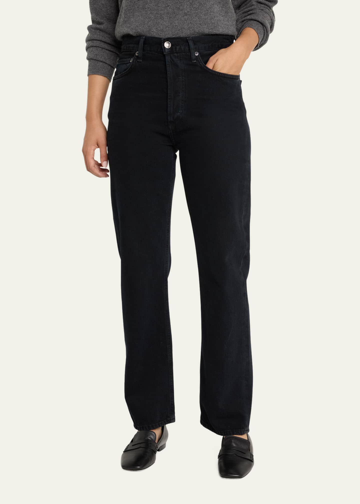 90's Pinch Waist High Rise Straight Jeans