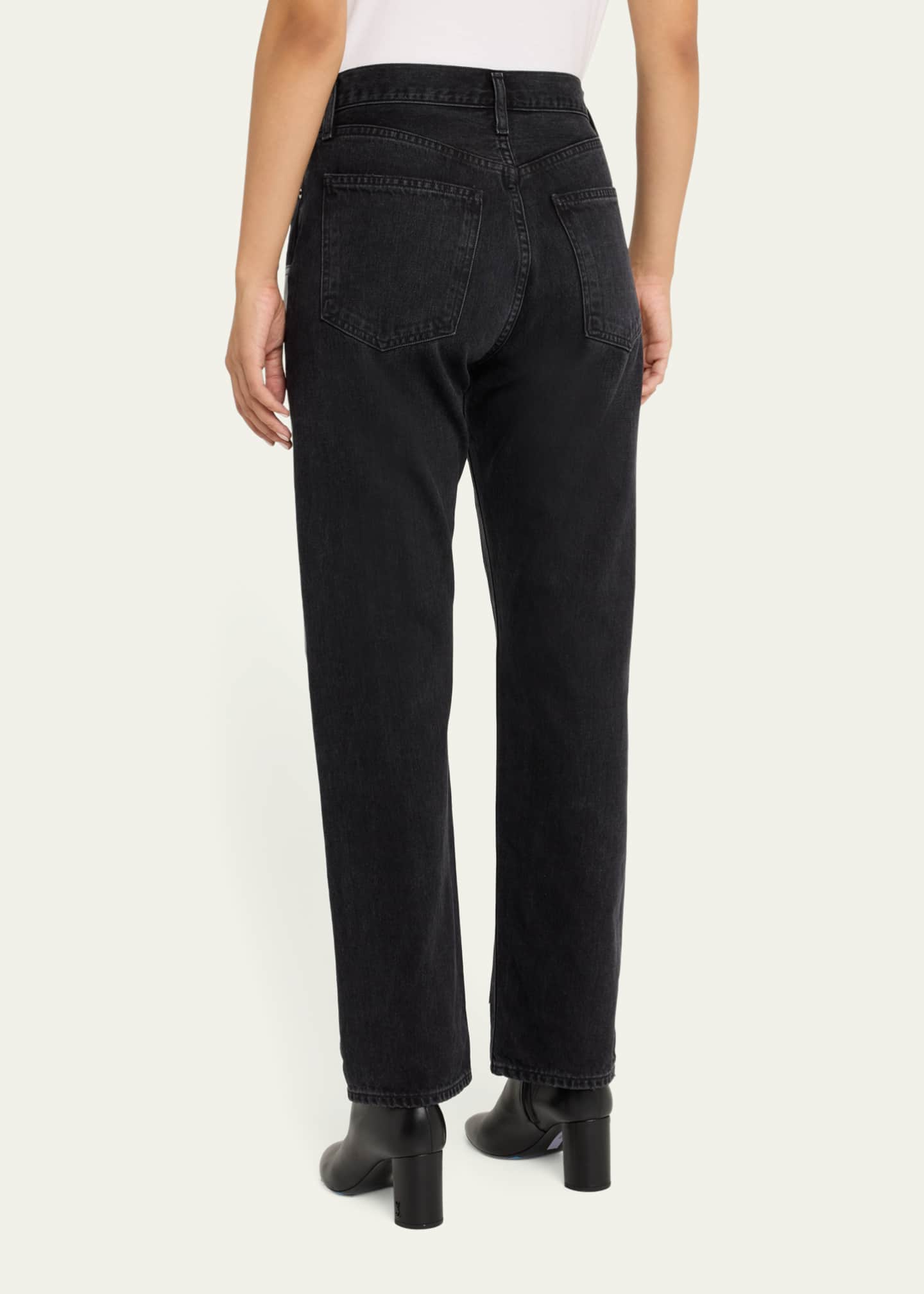 AGOLDE Ryder Straight-Leg Leather Patch Jeans - Bergdorf Goodman
