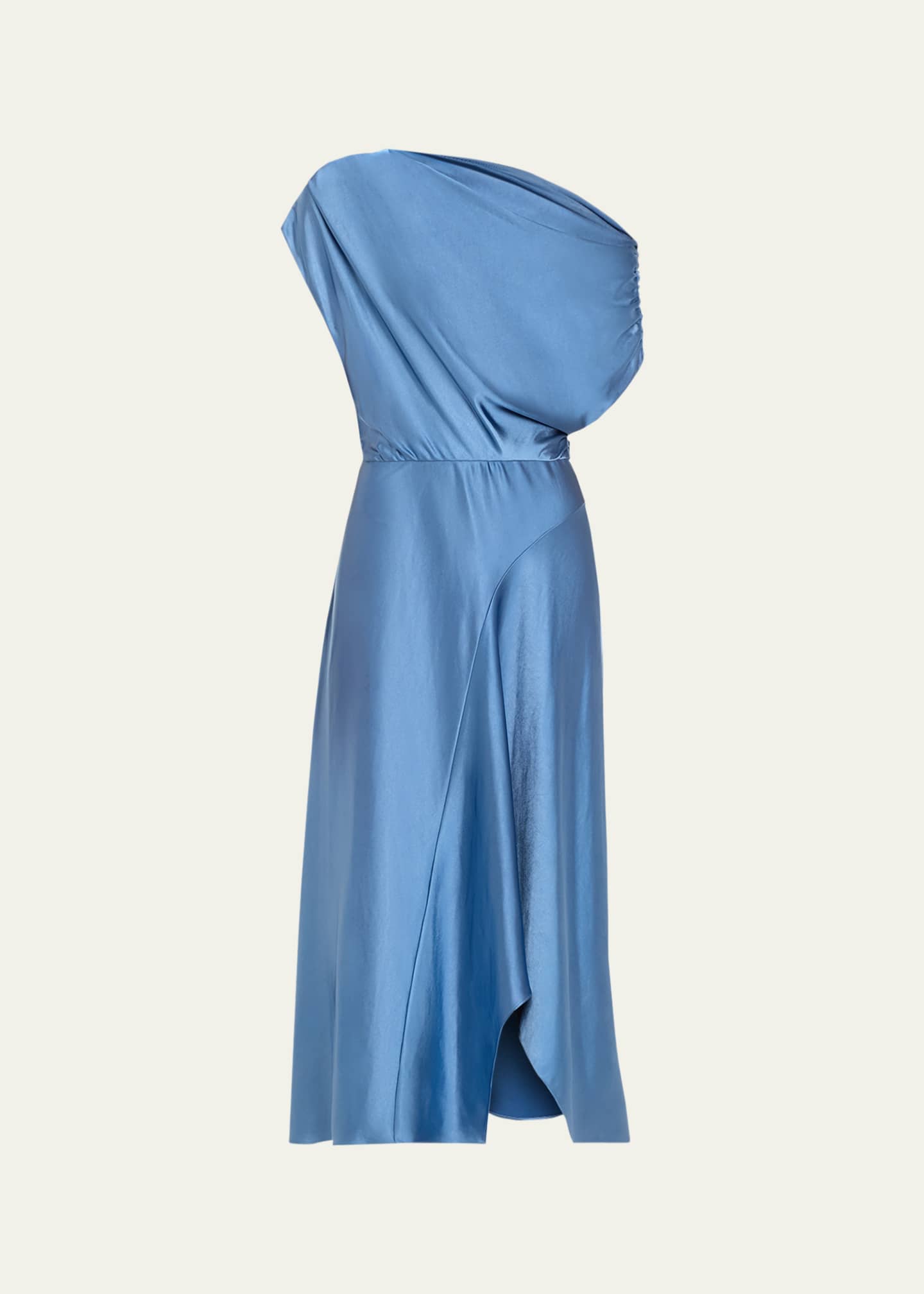 Marling wrap front midi dress mid blue outlet