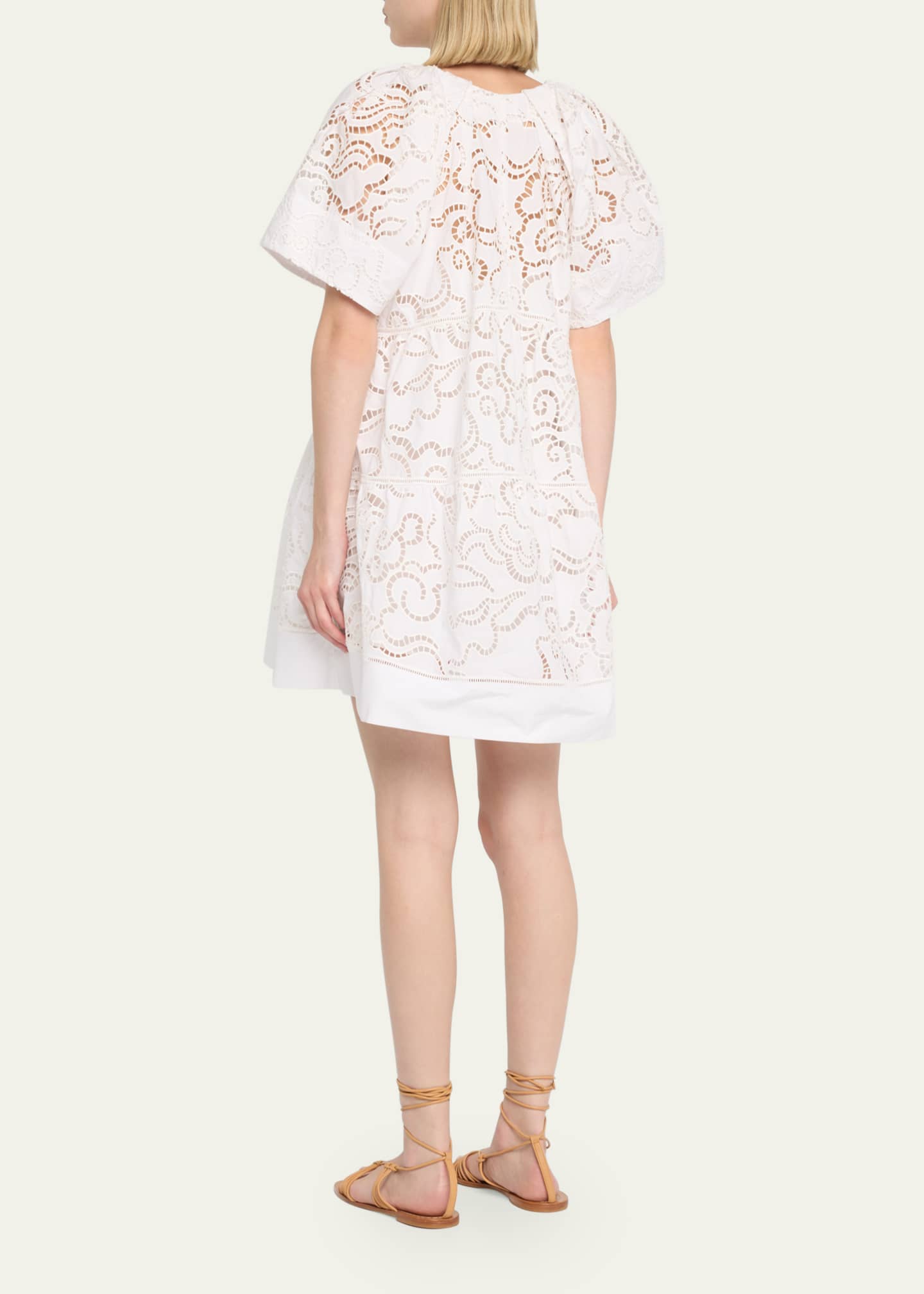 A.L.C. Camila Eyelet Short-Sleeve Mini Dress - Bergdorf Goodman