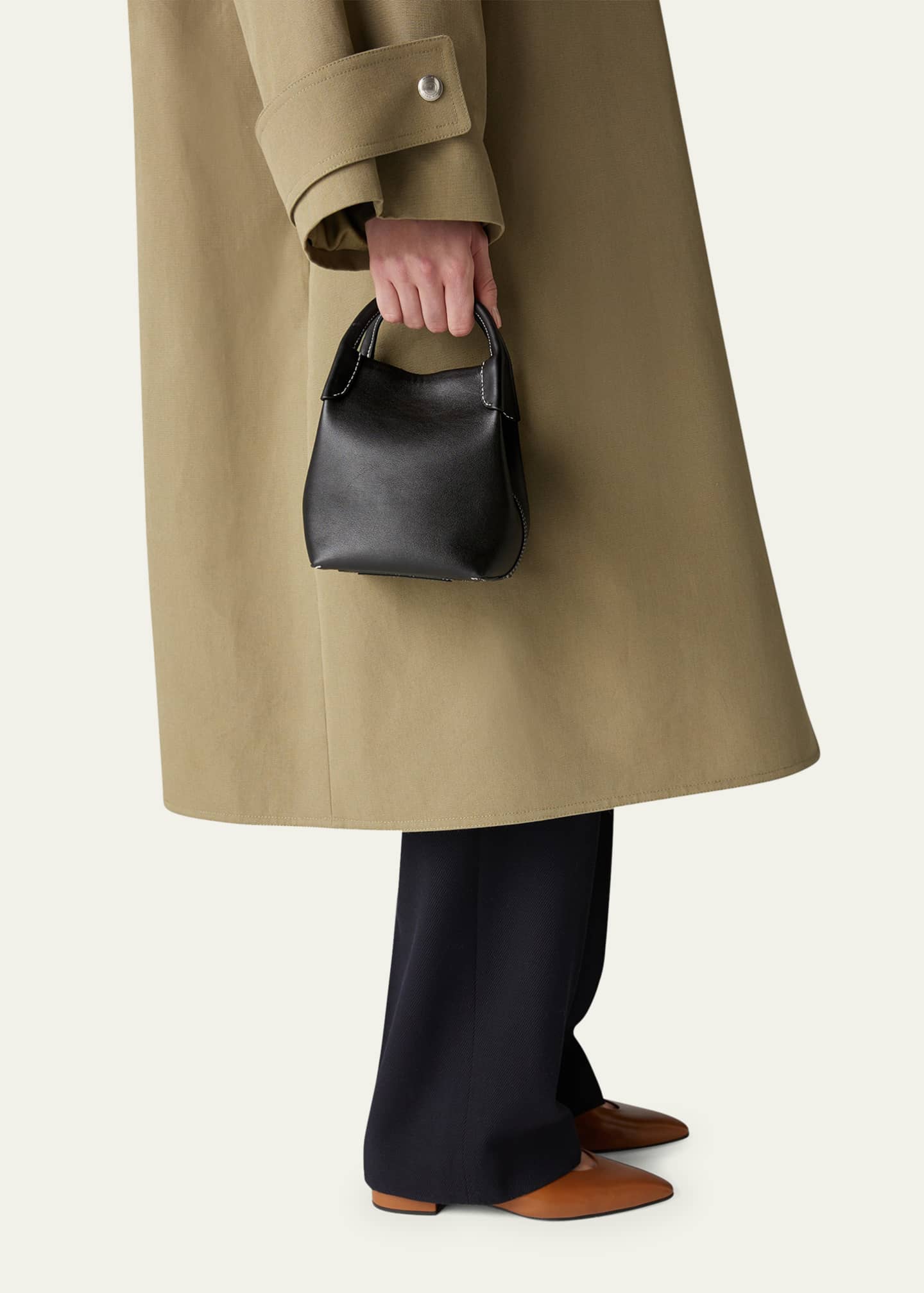 Loro Piana Bale Micro Rounded Leather Top-Handle Bag Image 2 of 5