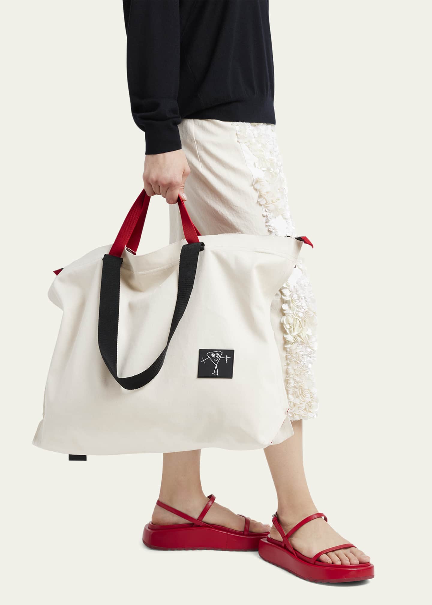 Plan C Large Pili and Bianca Canvas Shopper Tote Bag Image 2 of 5