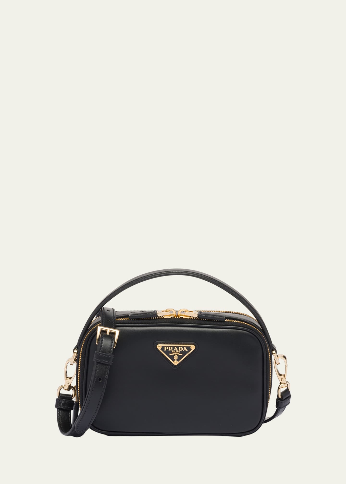 Prada Odette Leather Top Handle Bag In Black