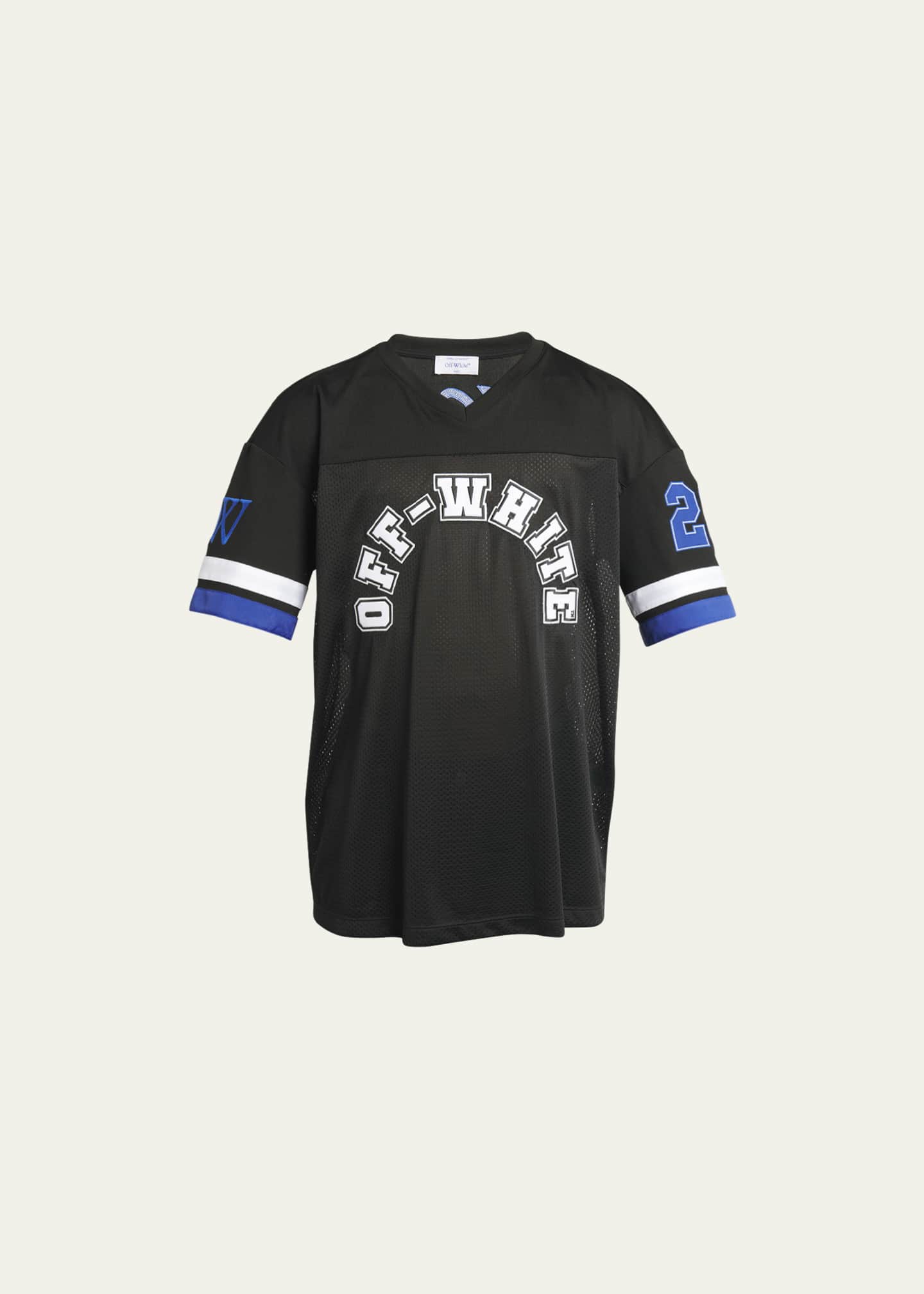 Off White Men s Short Sleeve Mesh Football Tee Bergdorf Goodman