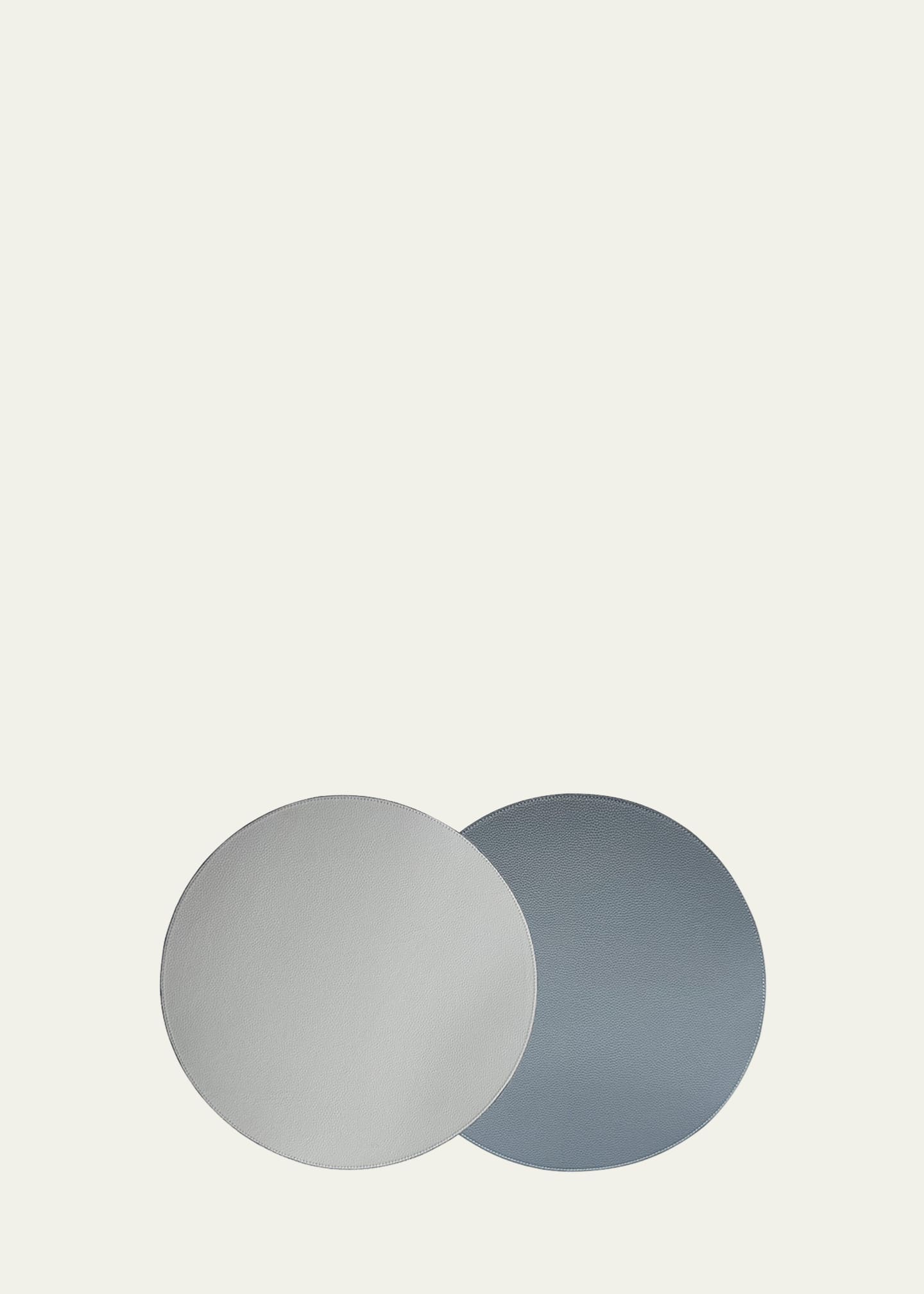 Von Gern Home Steel Blue and Light Blue Round Reversible Placemat