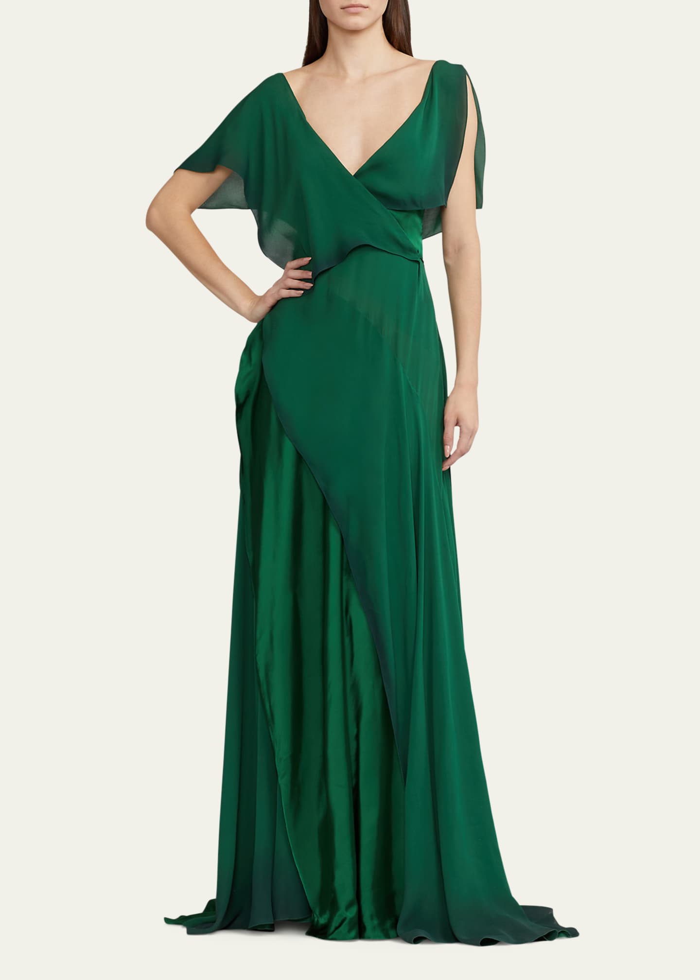 Ralph Lauren Collection Johnathon Georgette Tiered Gown