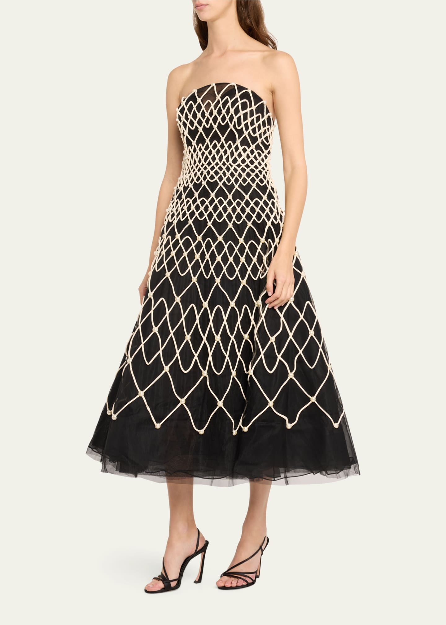 Carolina Herrera Embroidered Strapless Midi Dress - Bergdorf Goodman