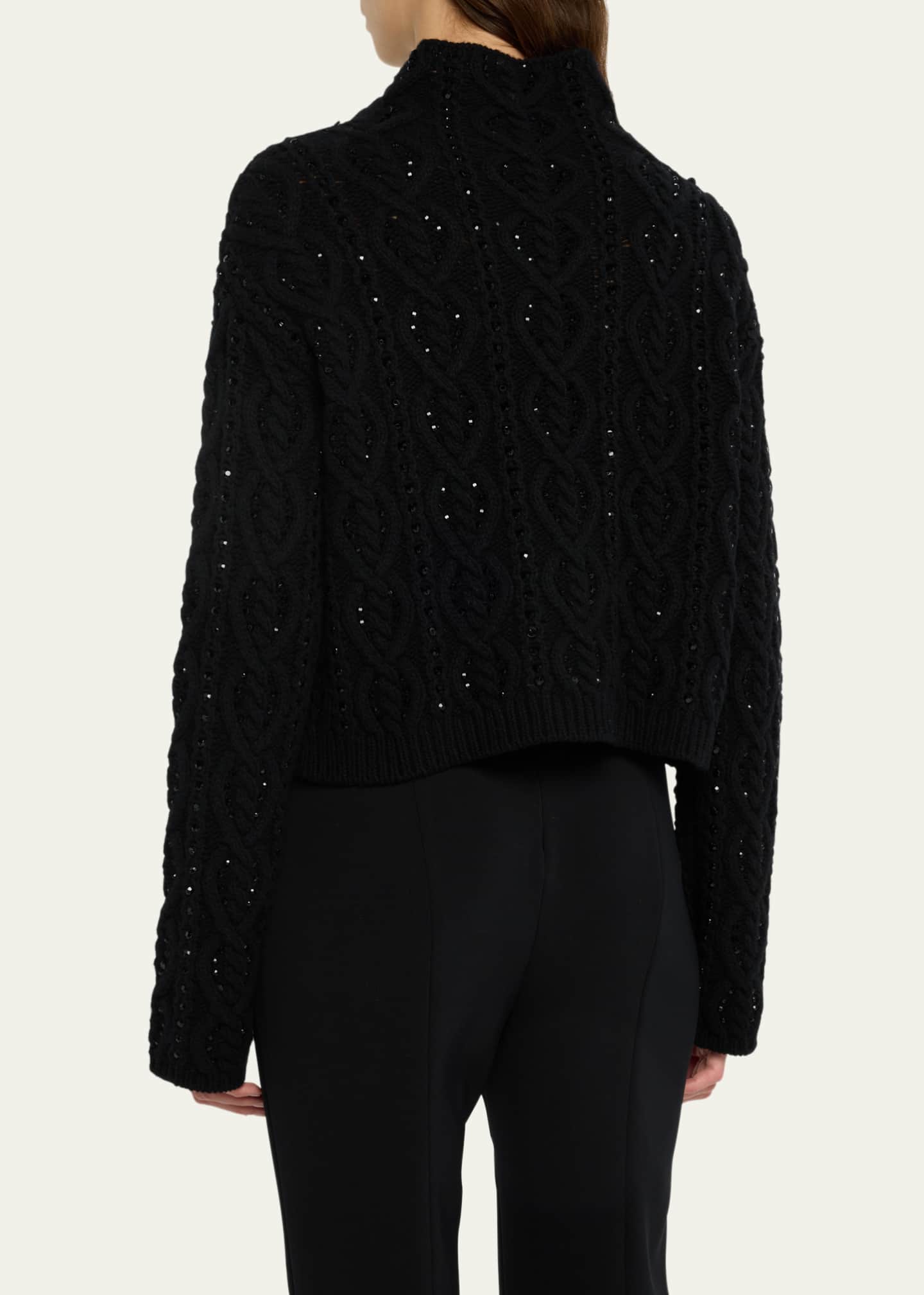 Carolina Herrera Embellished Cable Cashmere Wool Sweater - Bergdorf Goodman