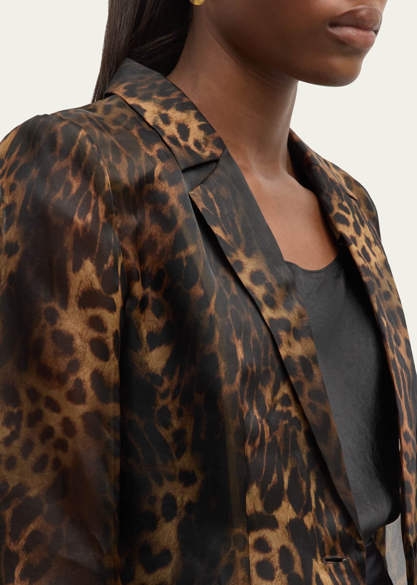 L'Agence Tamara Sheer Leopard-Print Blazer - Bergdorf Goodman