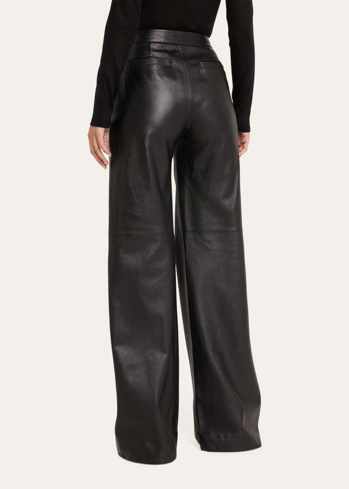 L'Agence Livvy Mid-Rise Straight-Leg Leather Trousers - Bergdorf Goodman