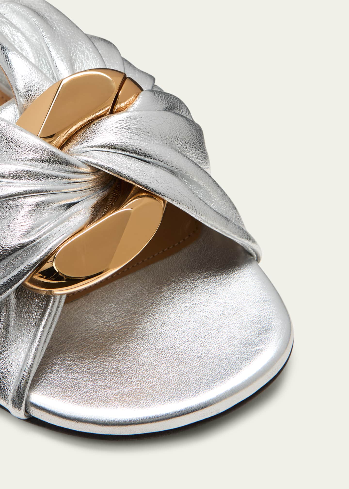 JW Anderson Twist Chain Link Metallic Flat Sandals Bergdorf Goodman