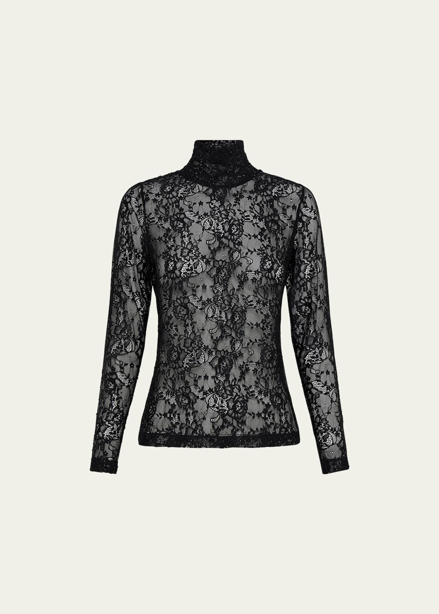 Sheer lace turtleneck clearance