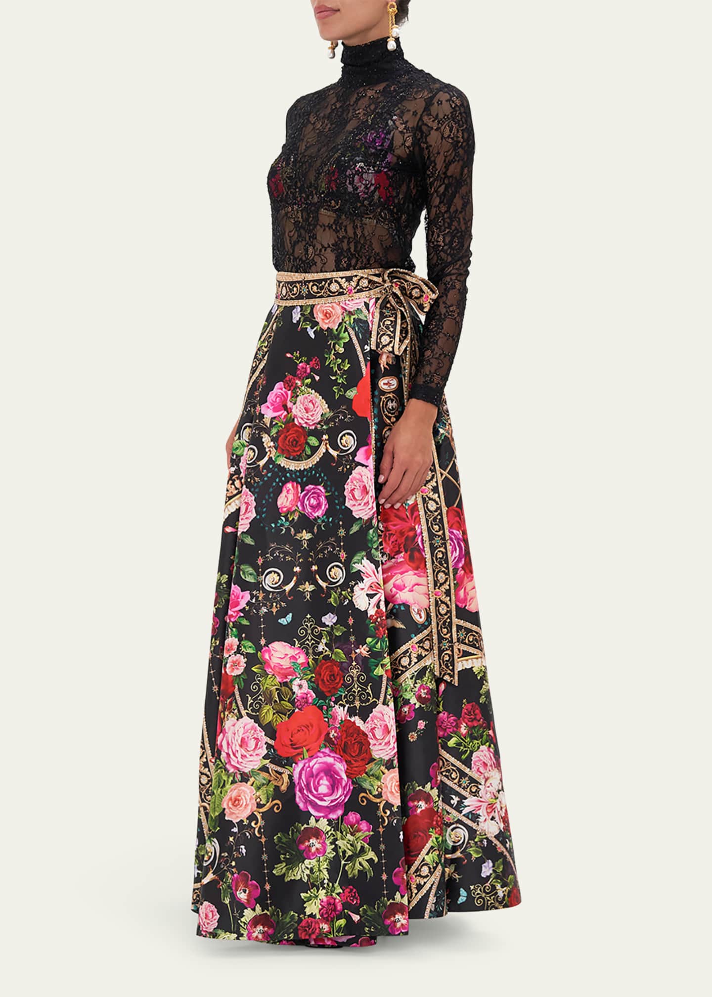 Taffeta maxi wrap skirt online