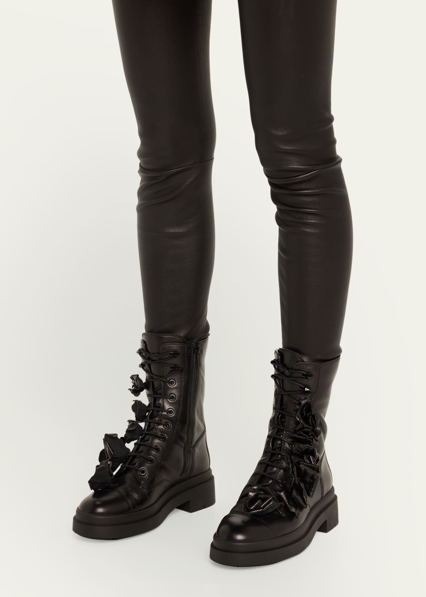 Jimmy Choo Nari Floral Leather Combat Booties Bergdorf Goodman