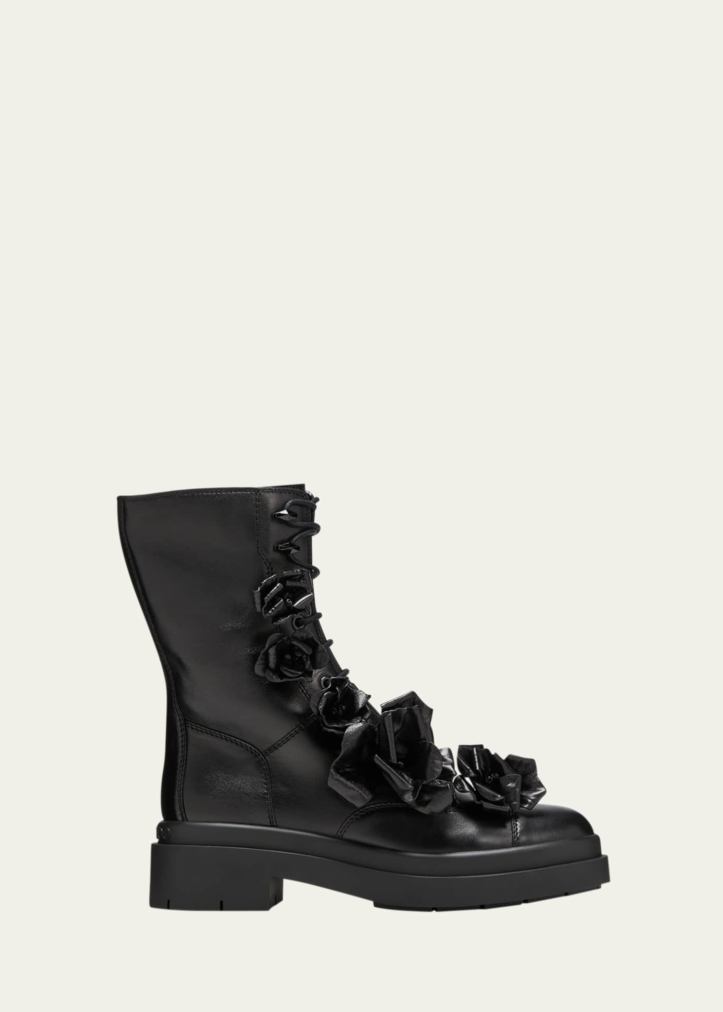 Jimmy Choo Nari Floral Leather Combat Booties Bergdorf Goodman
